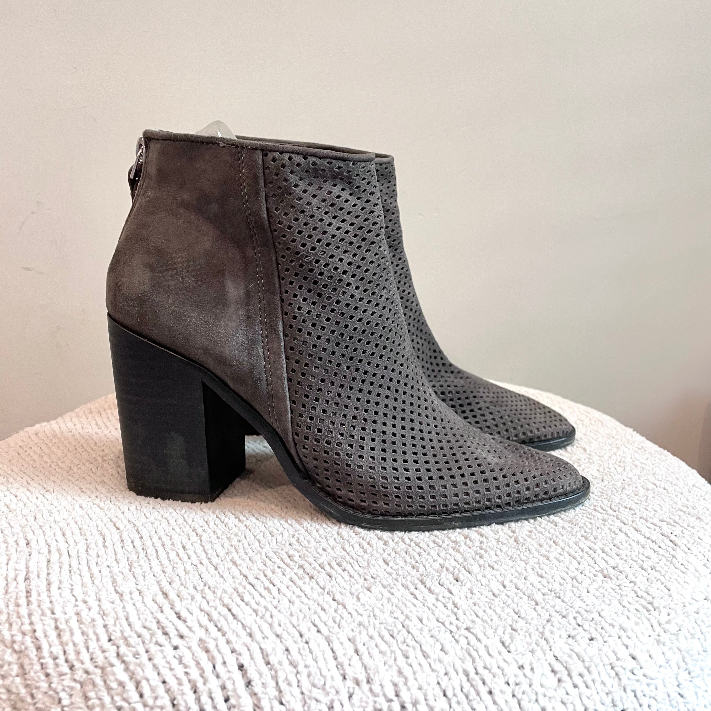 Perforated Suede Booties