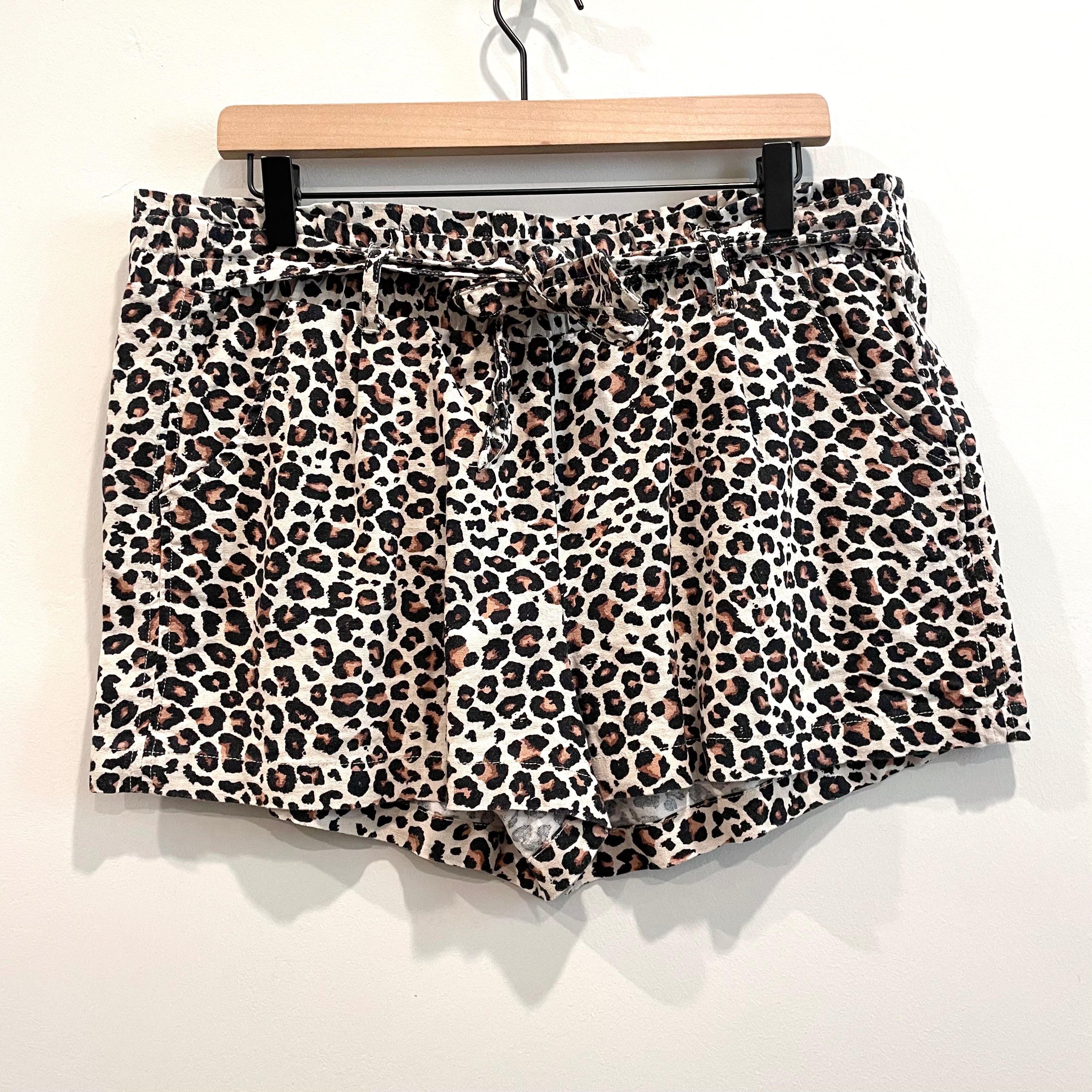 Linen Leopard Print Shorts