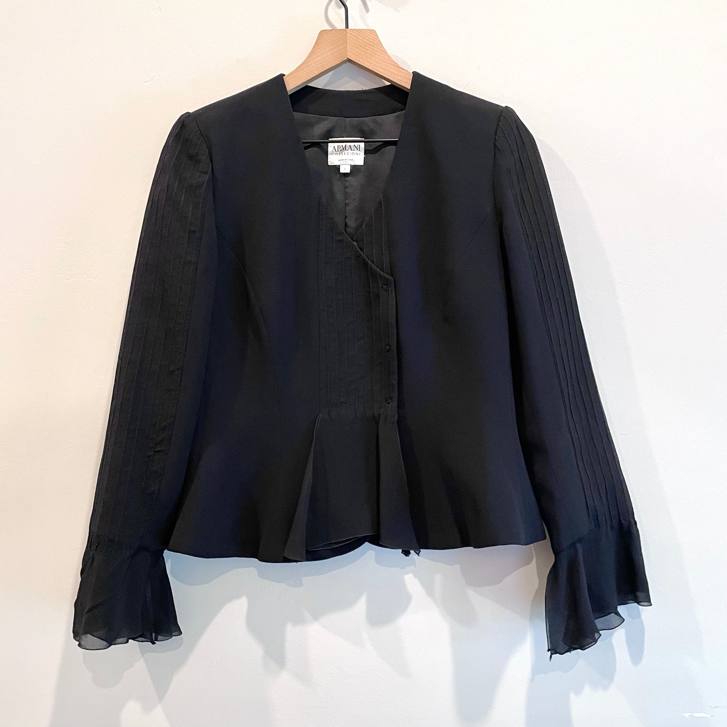 Silk Ruffle Peplum Blazer