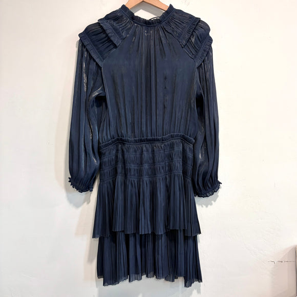 Pleated V-Neck Dress