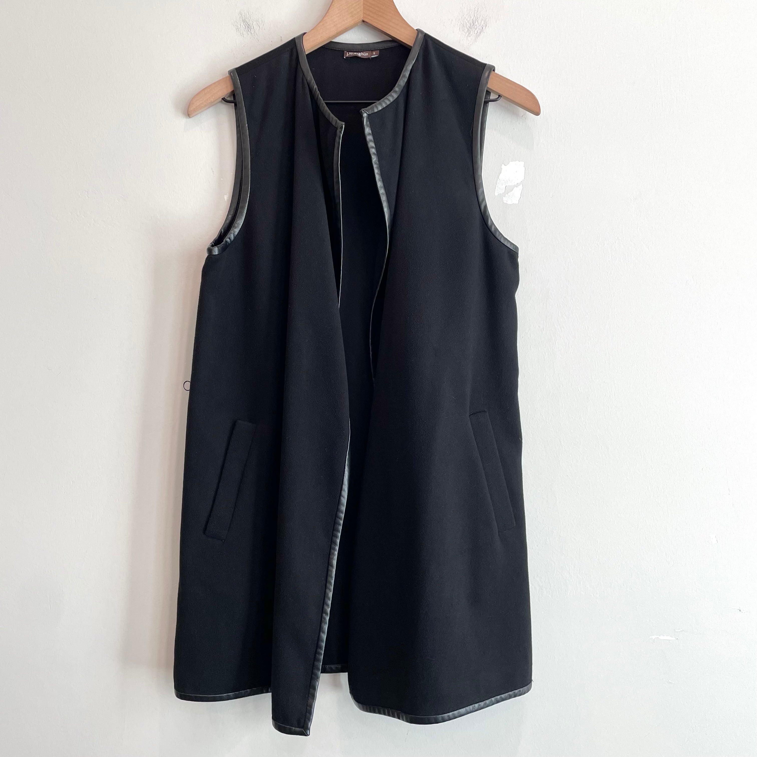 Faux Leather Trim Vest