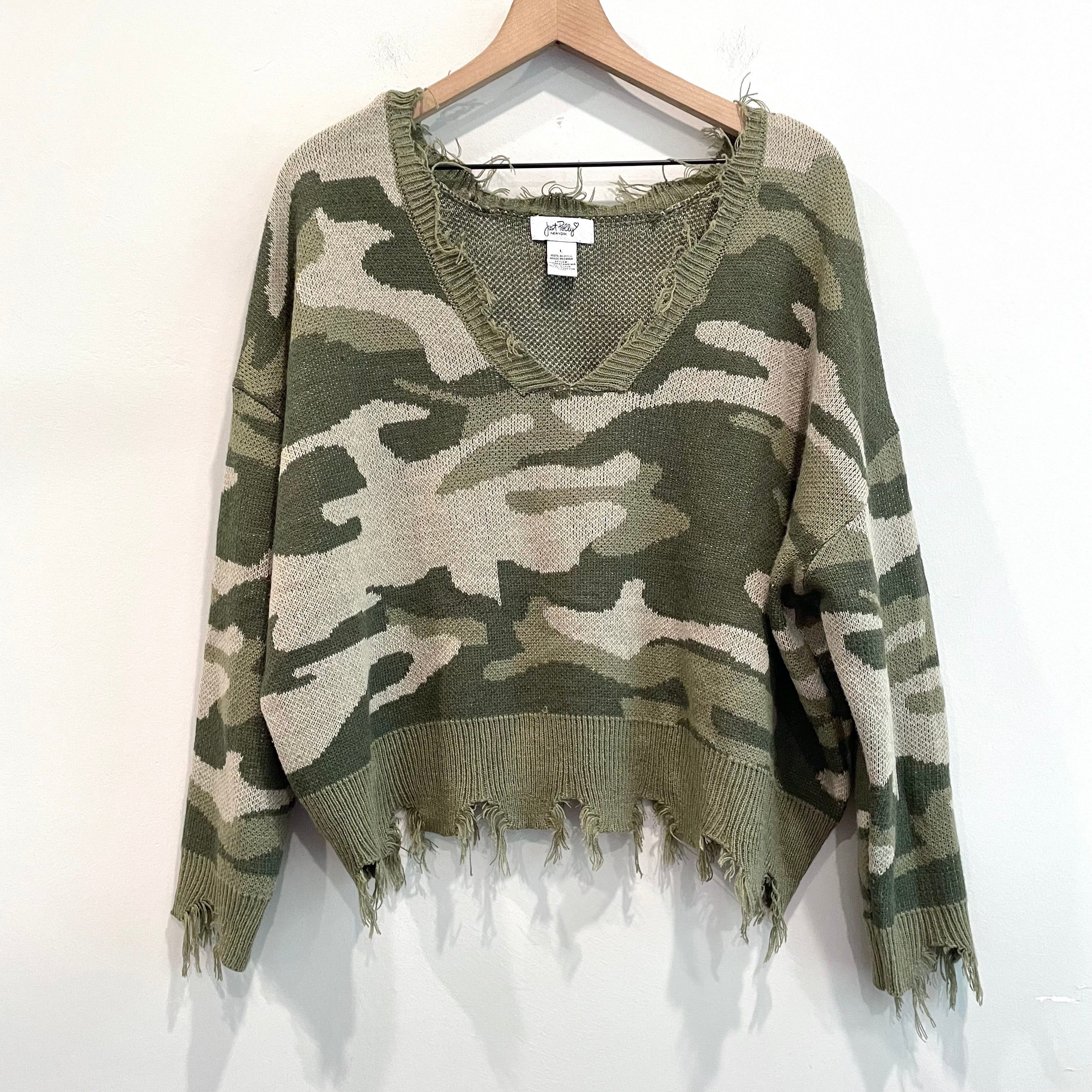 Camo Distressed Sweater