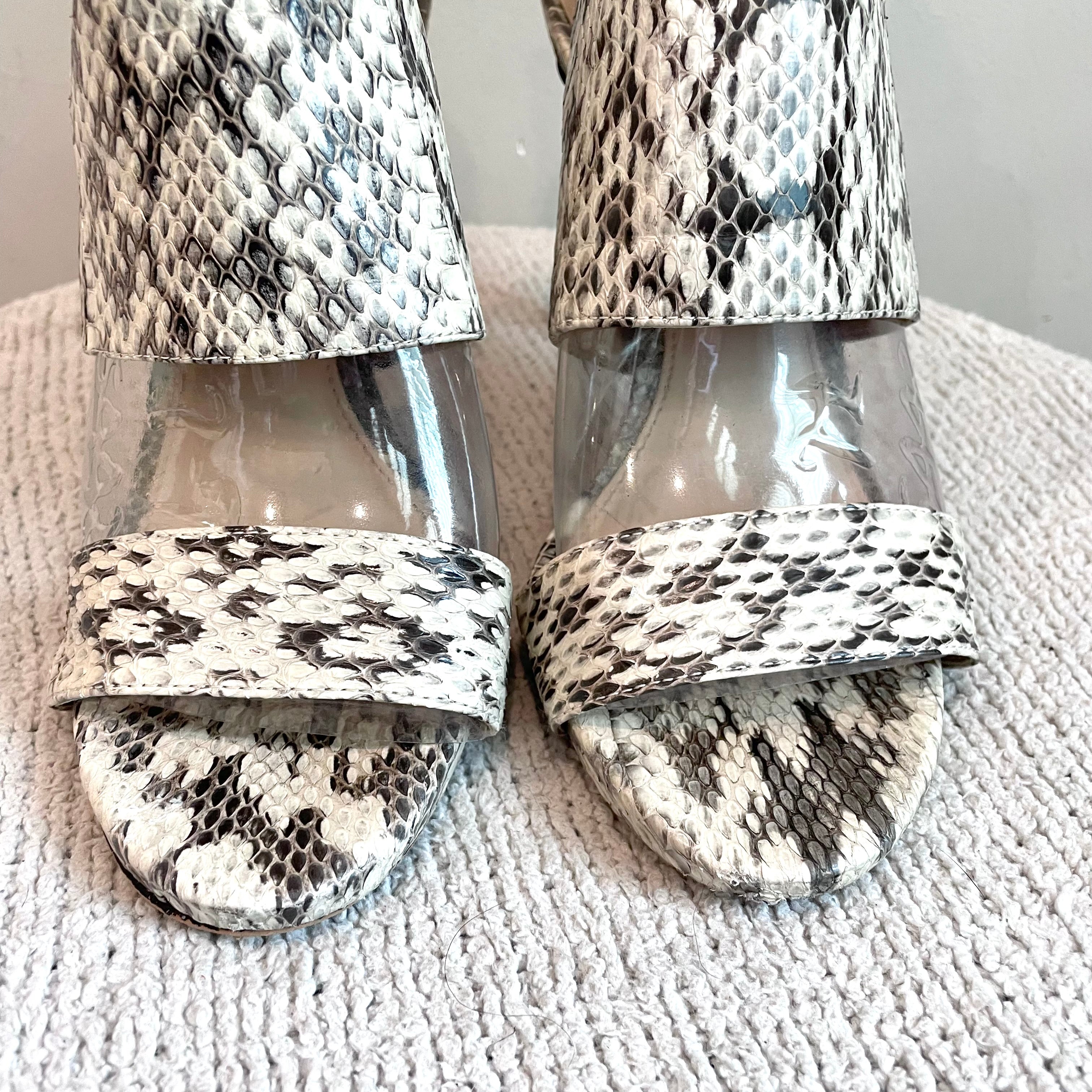 Snakeskin Open Toe Heels