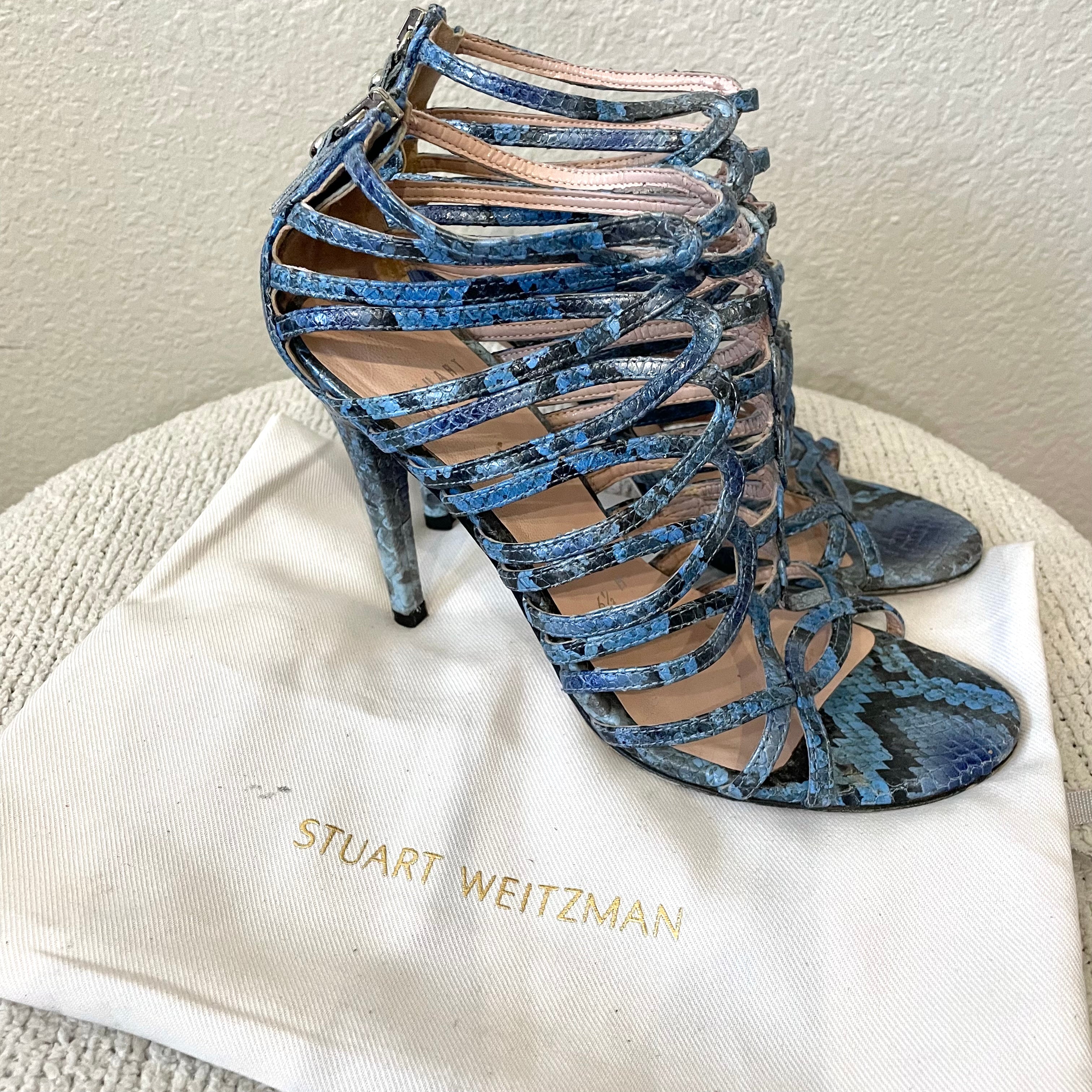 Strappy Snakeskin Heels