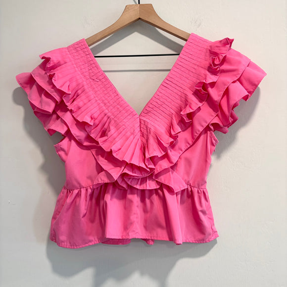Ruffle Pleated Peplum Top
