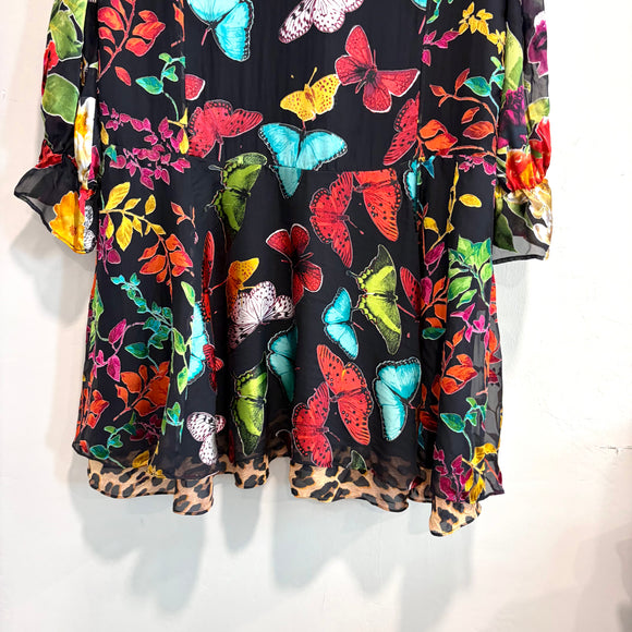 Butterfly Leopard Silk Dress