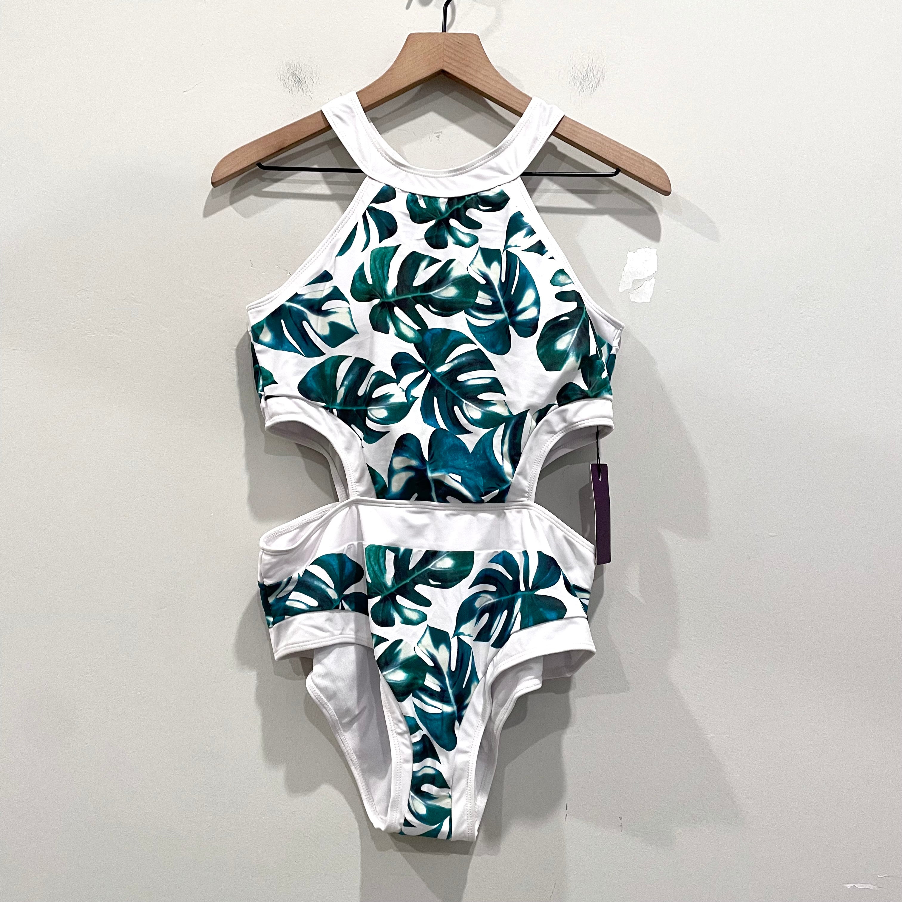 Topical Leaf One Piece Swimsuit