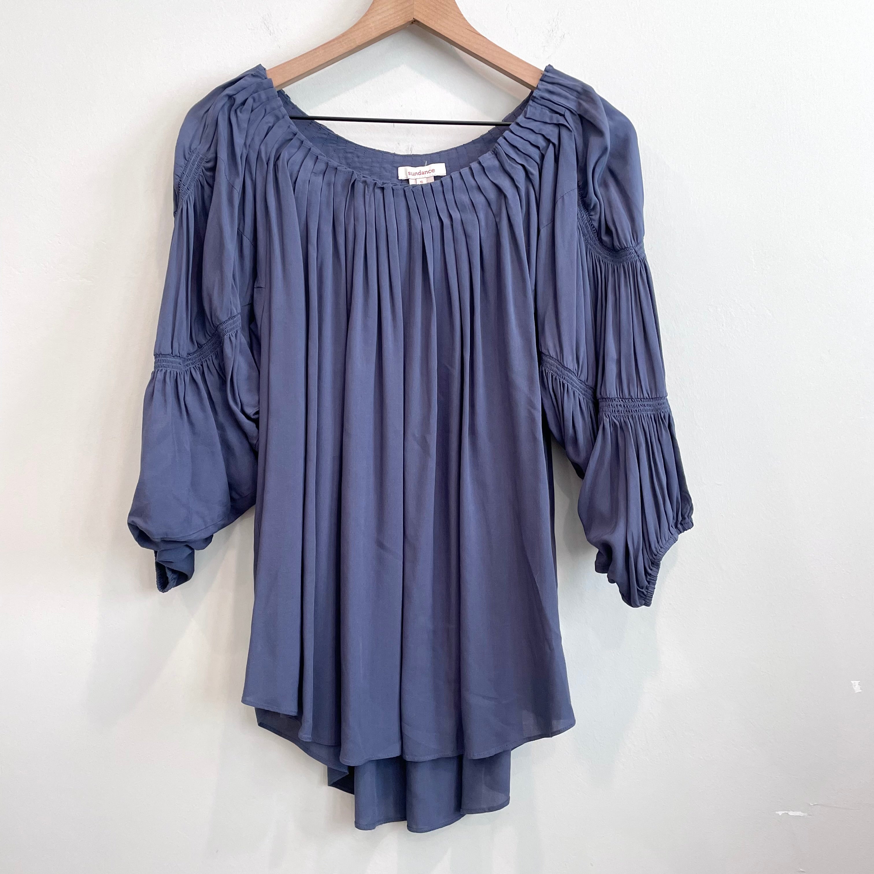 Pleated Balloon Sleeve Top