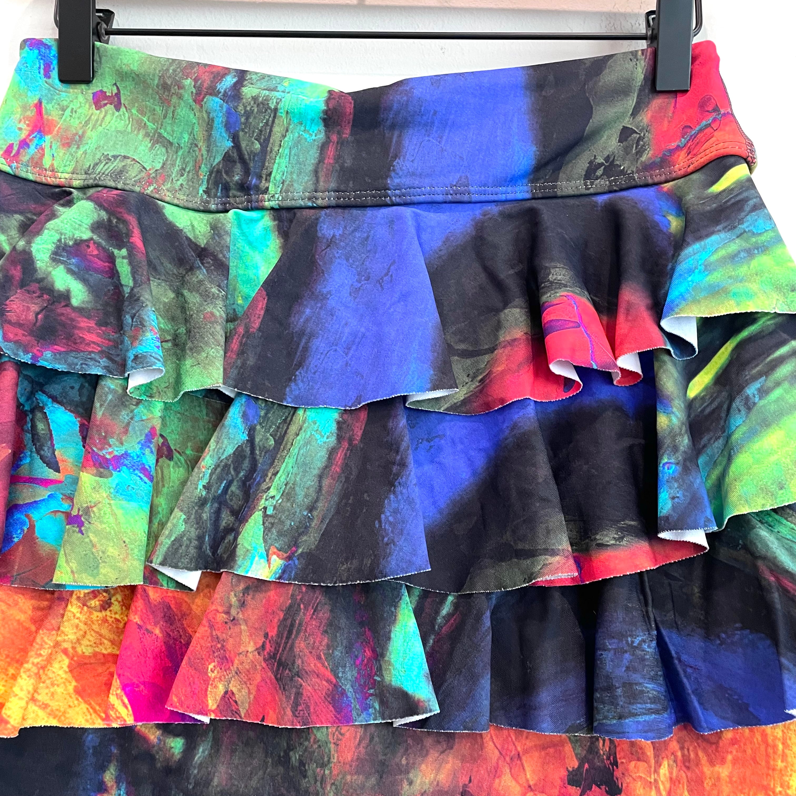 Tie Dye Ruffle Back Tennis Skort