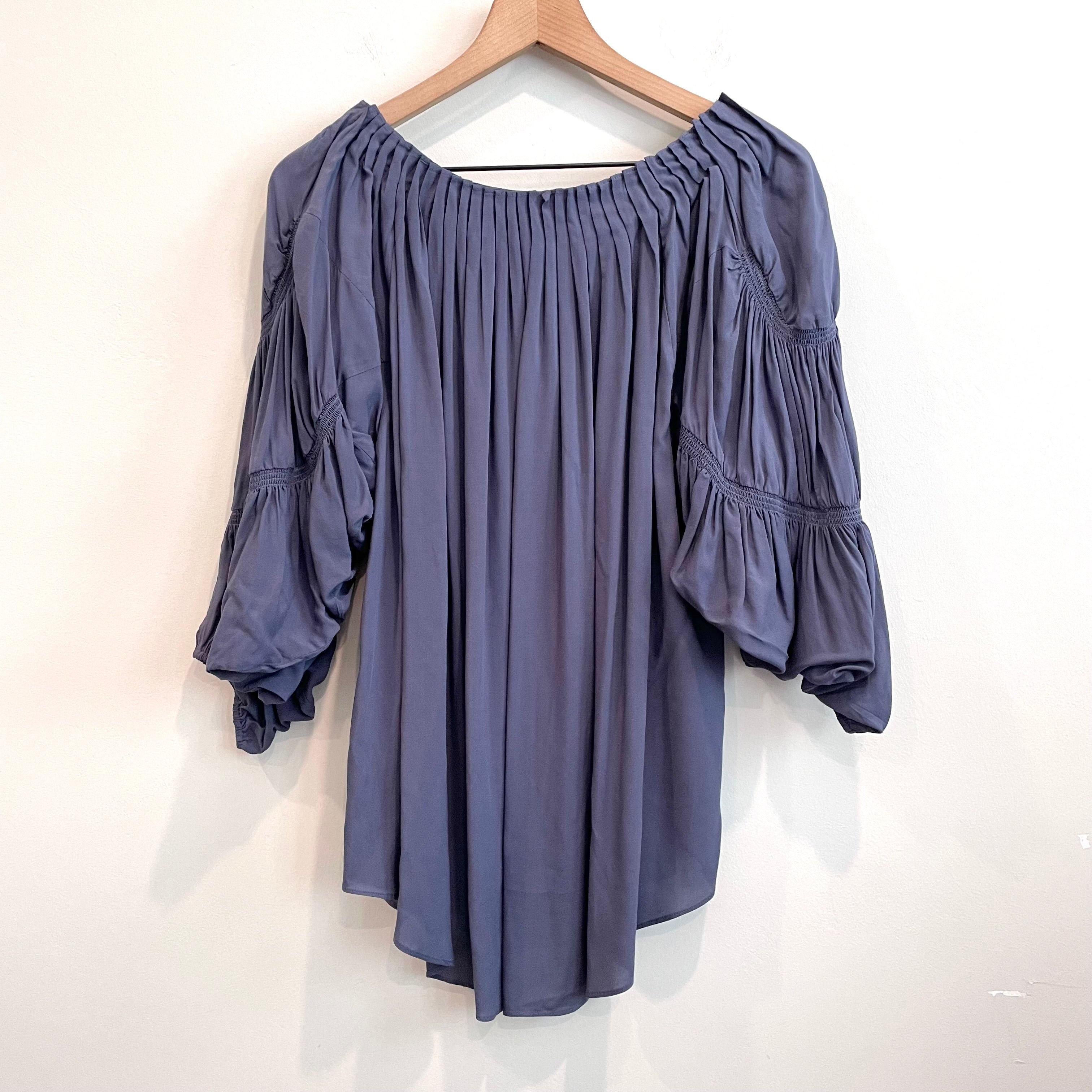 Pleated Balloon Sleeve Top