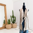 Tassel Trim Open Front Cardigan Vest-1