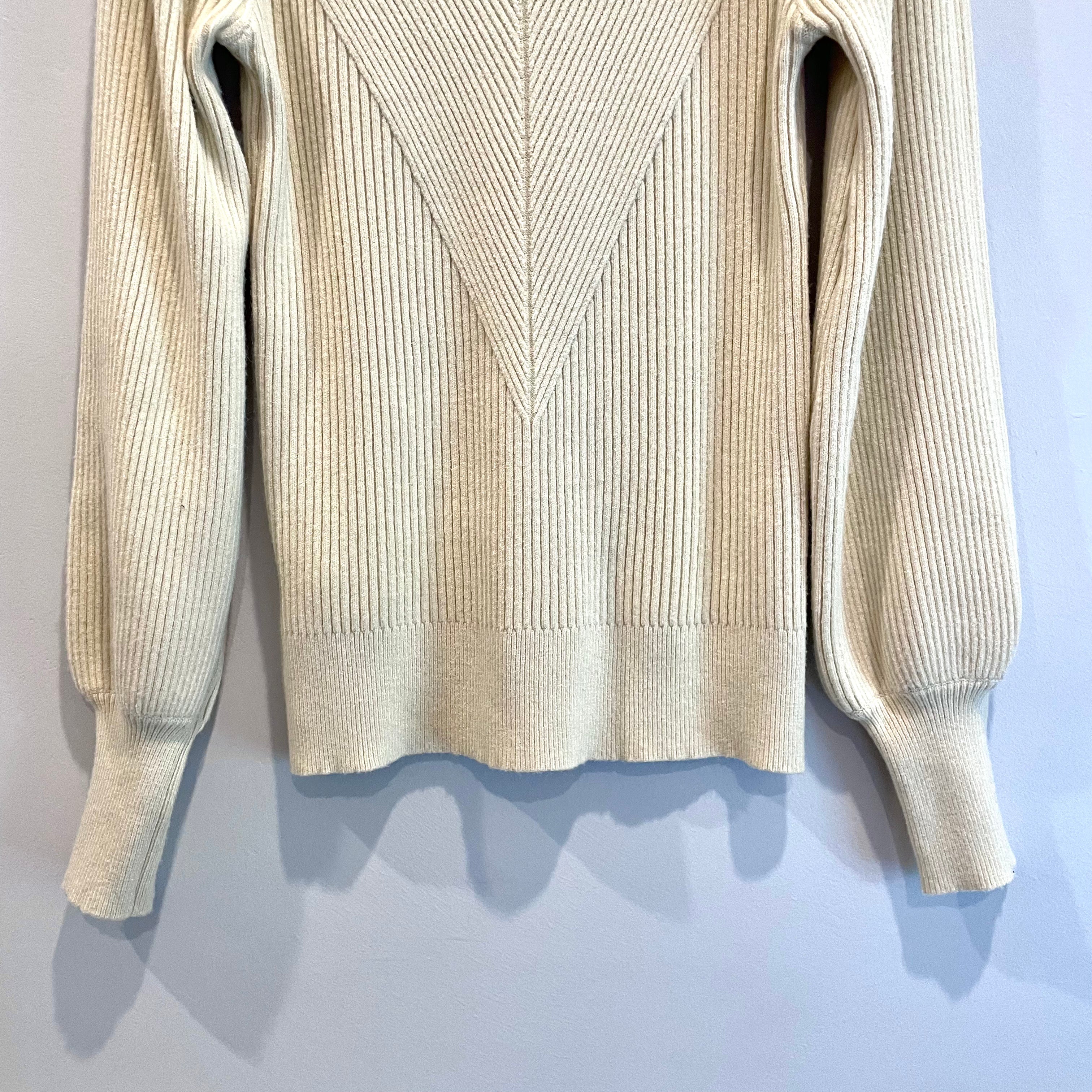 Ribbed Balloon Sleeve Sweater