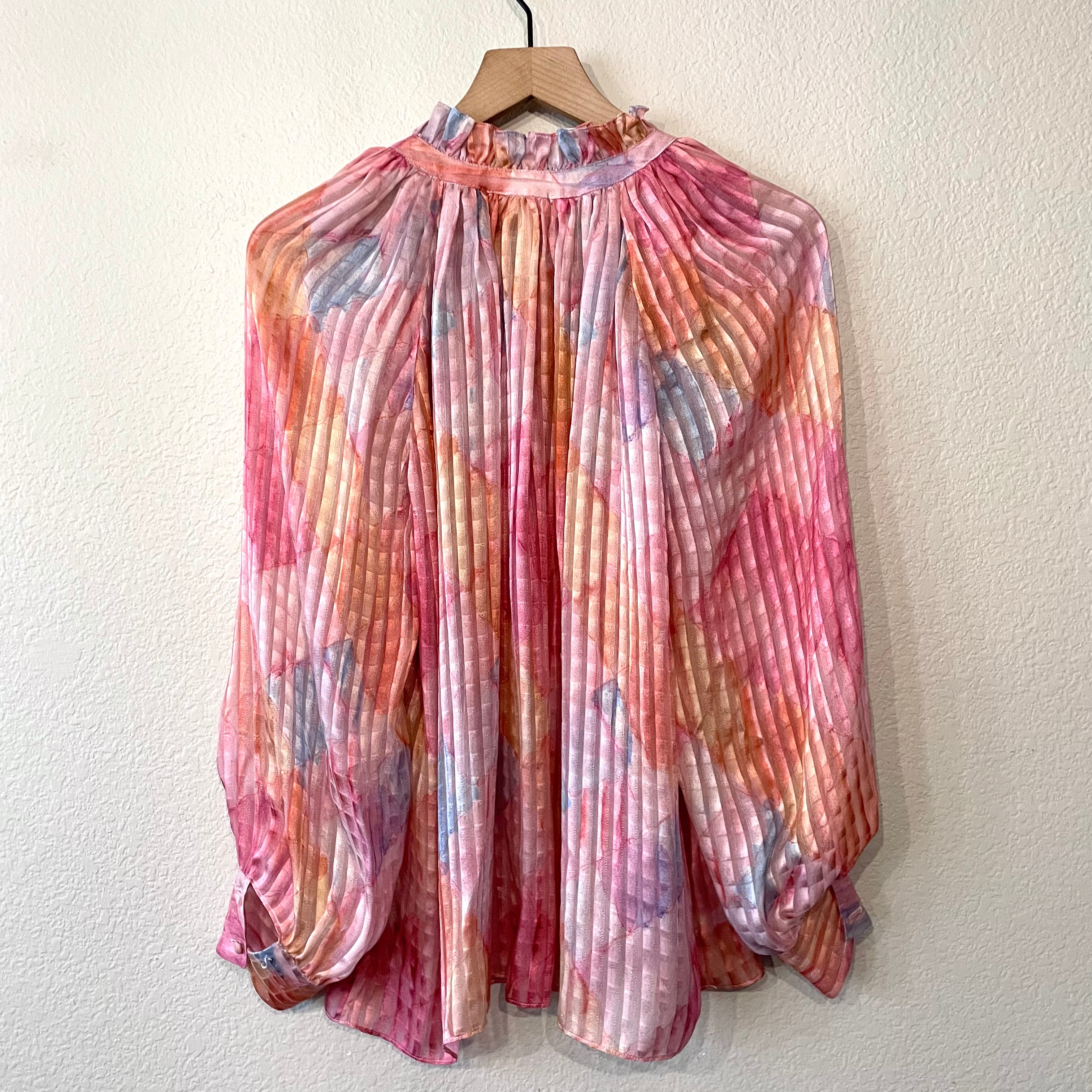 Watercolor Silk Ruffle Top