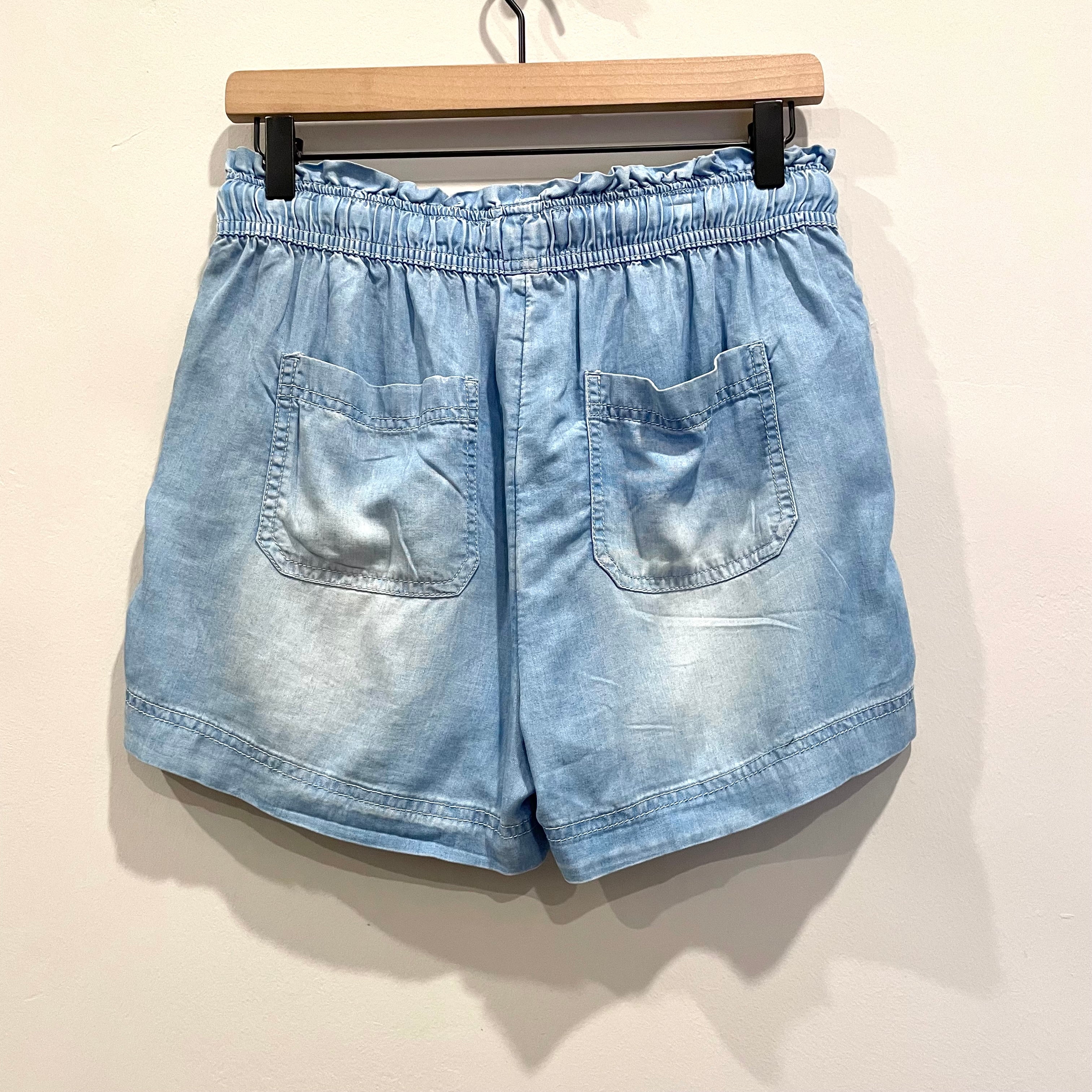 Chambray Drawstring Shorts