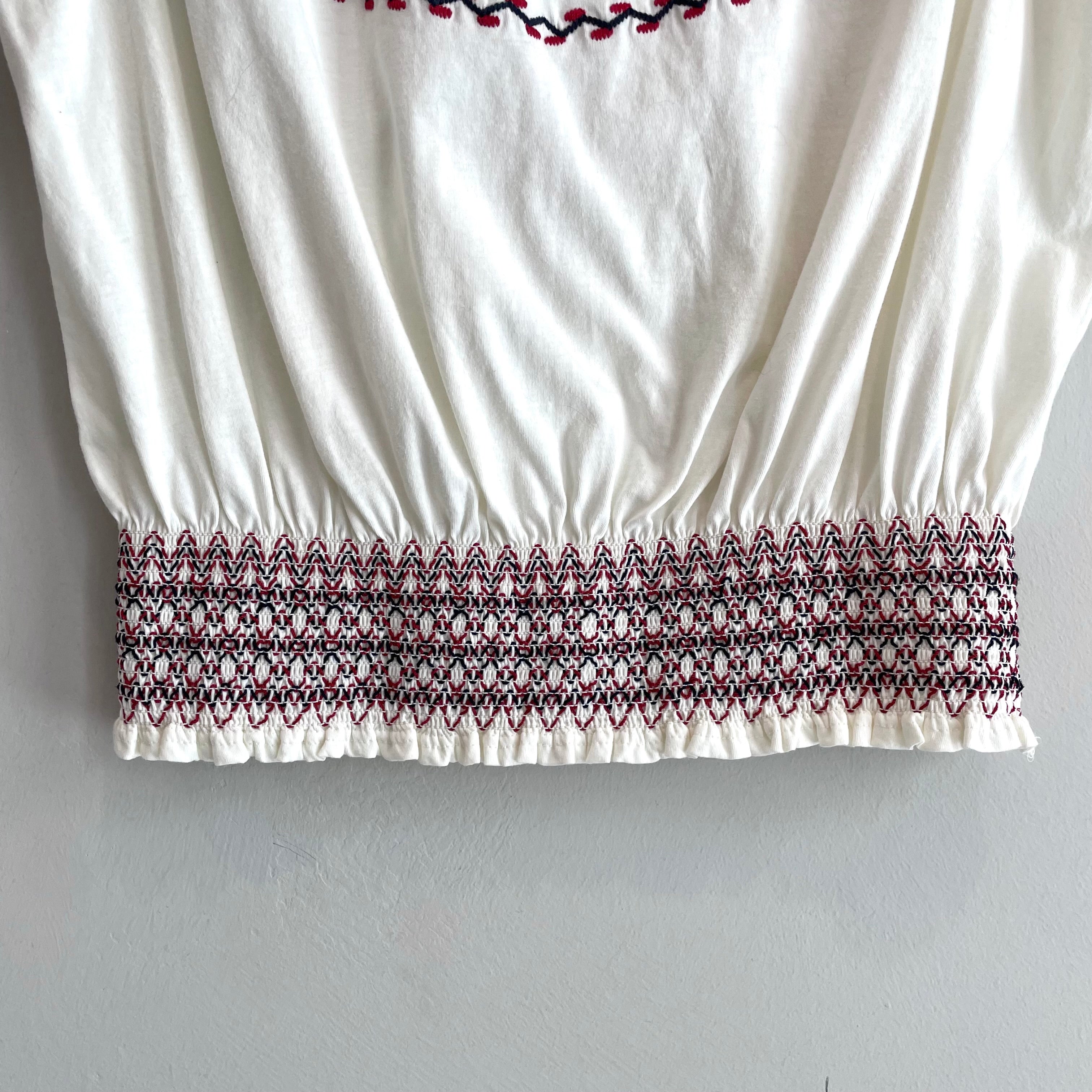 Embroidered Smocked Top