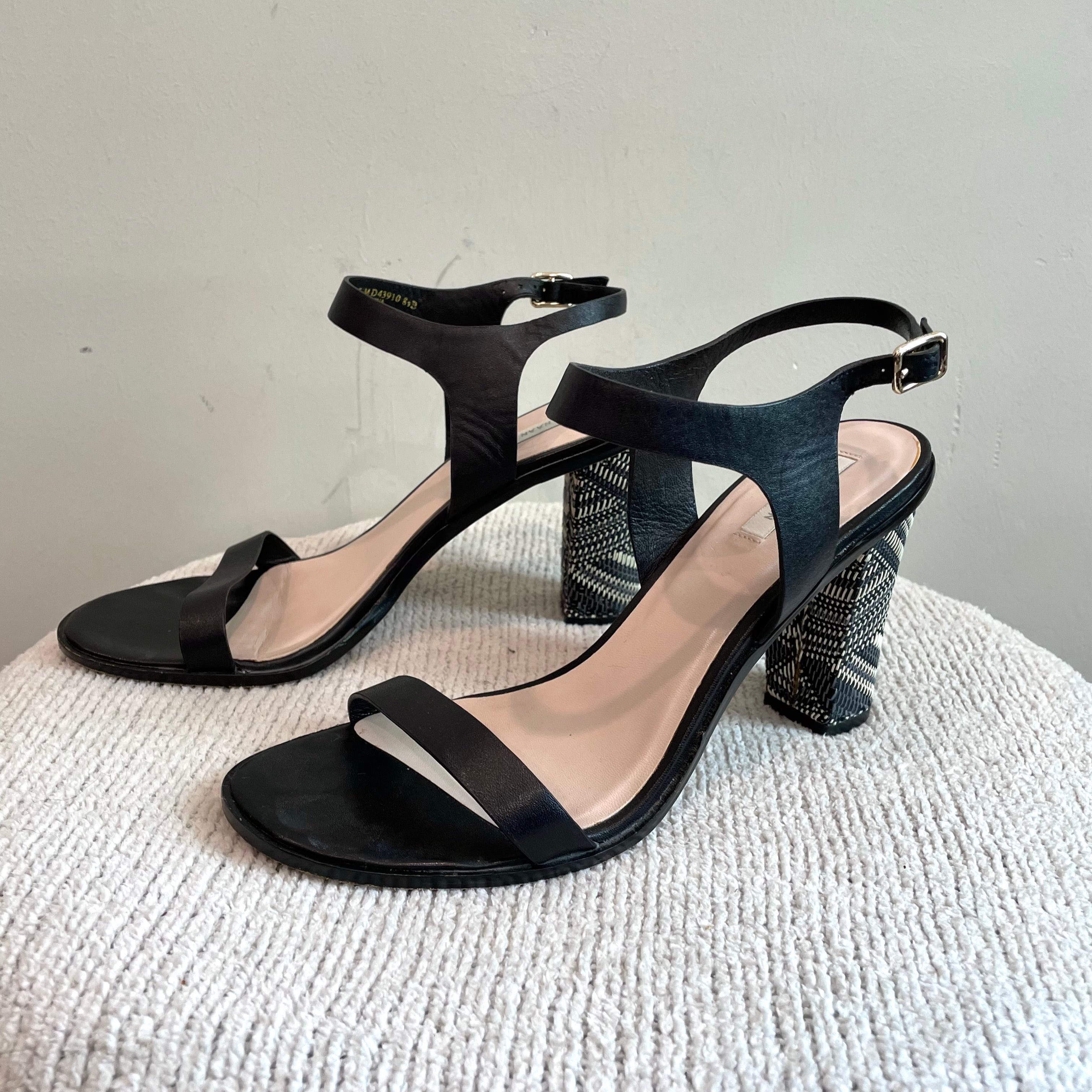 Woven Block Heel Sandals