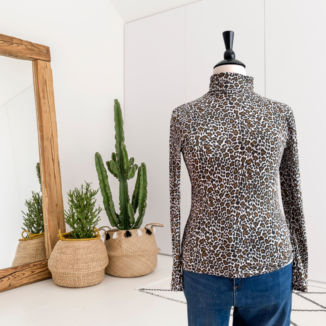 Leopard Turtleneck Top