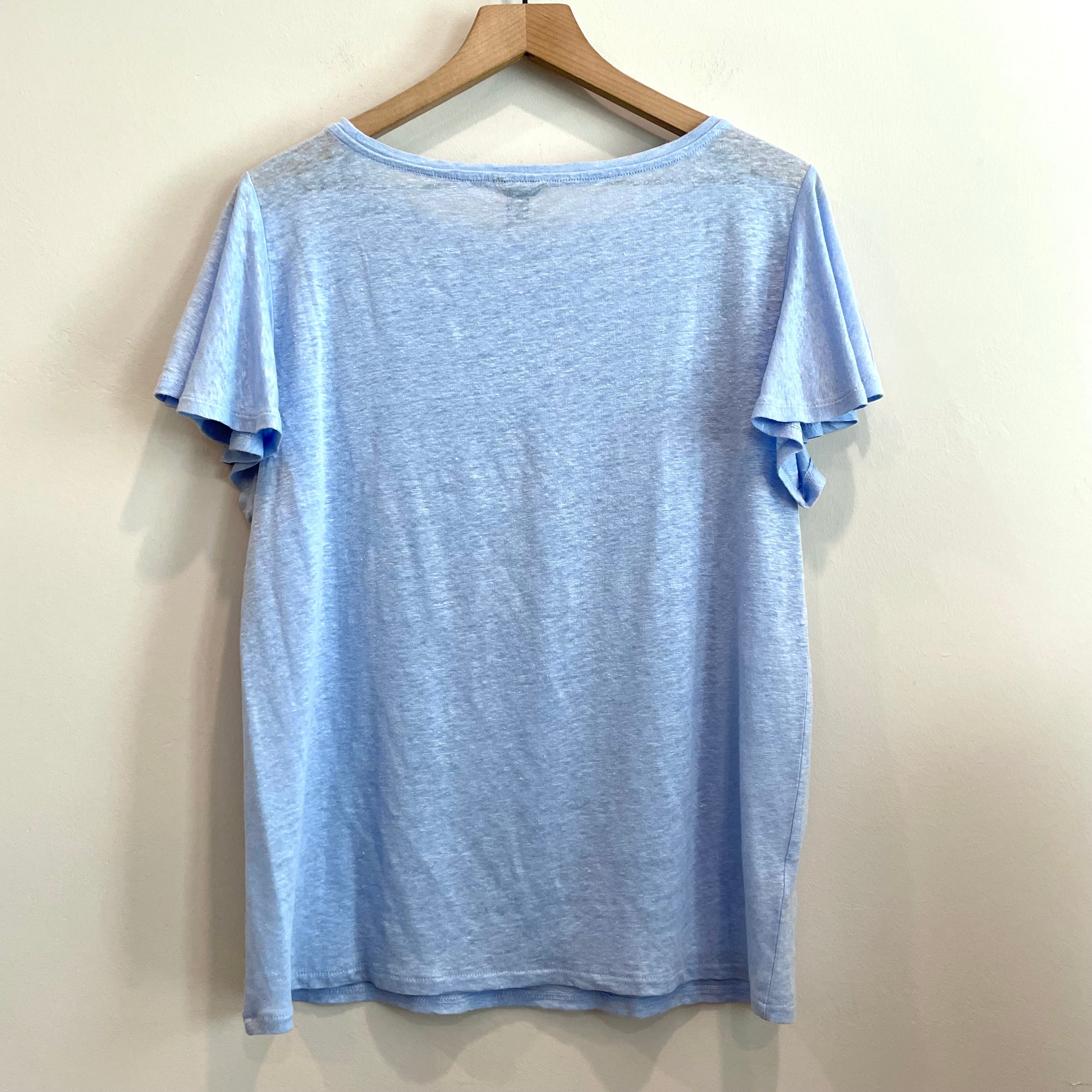 Ruffle Sleeve Linen Tee