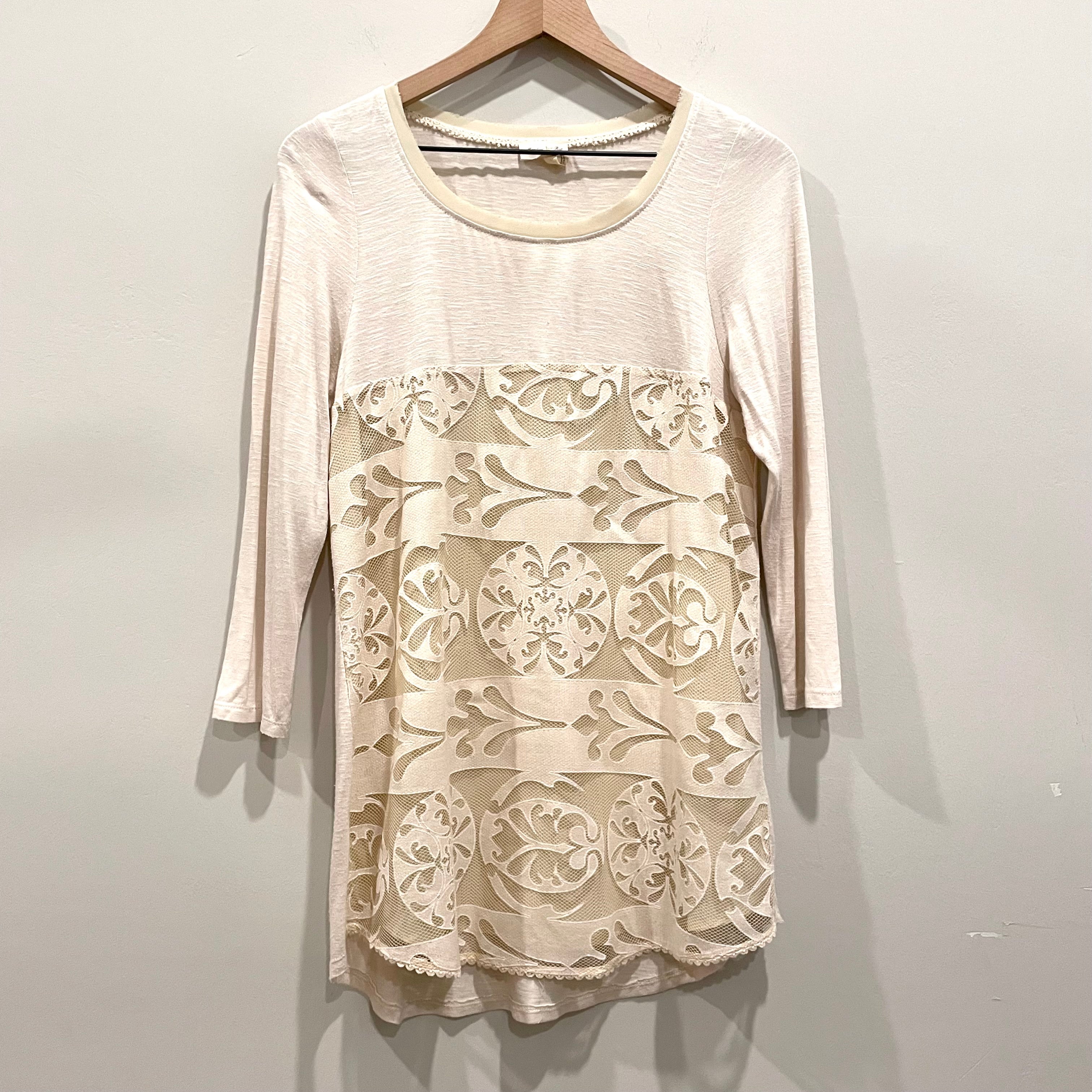 Long Sleeve Lace Overlay Tunic Top