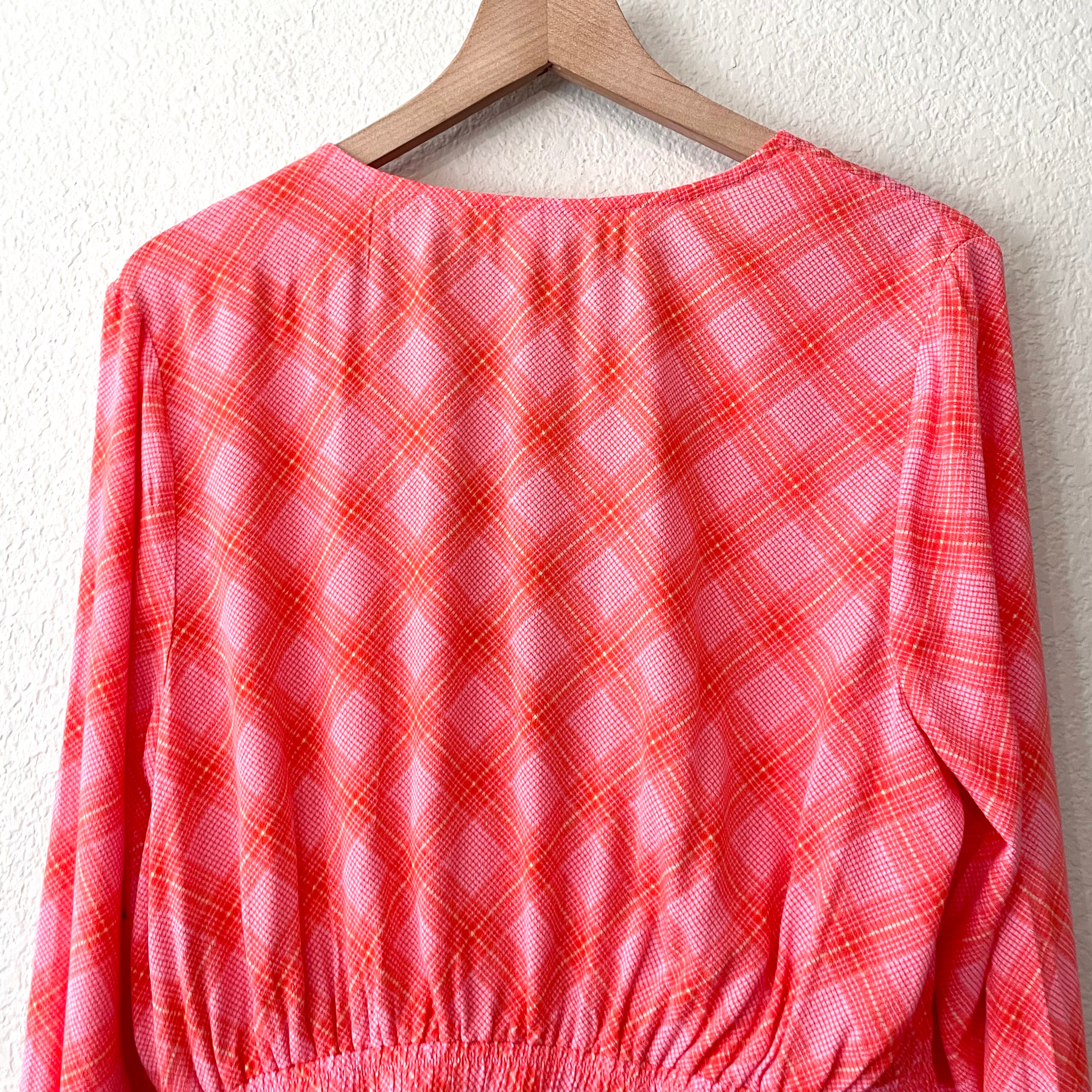 Plaid Long Sleeve Crop Top