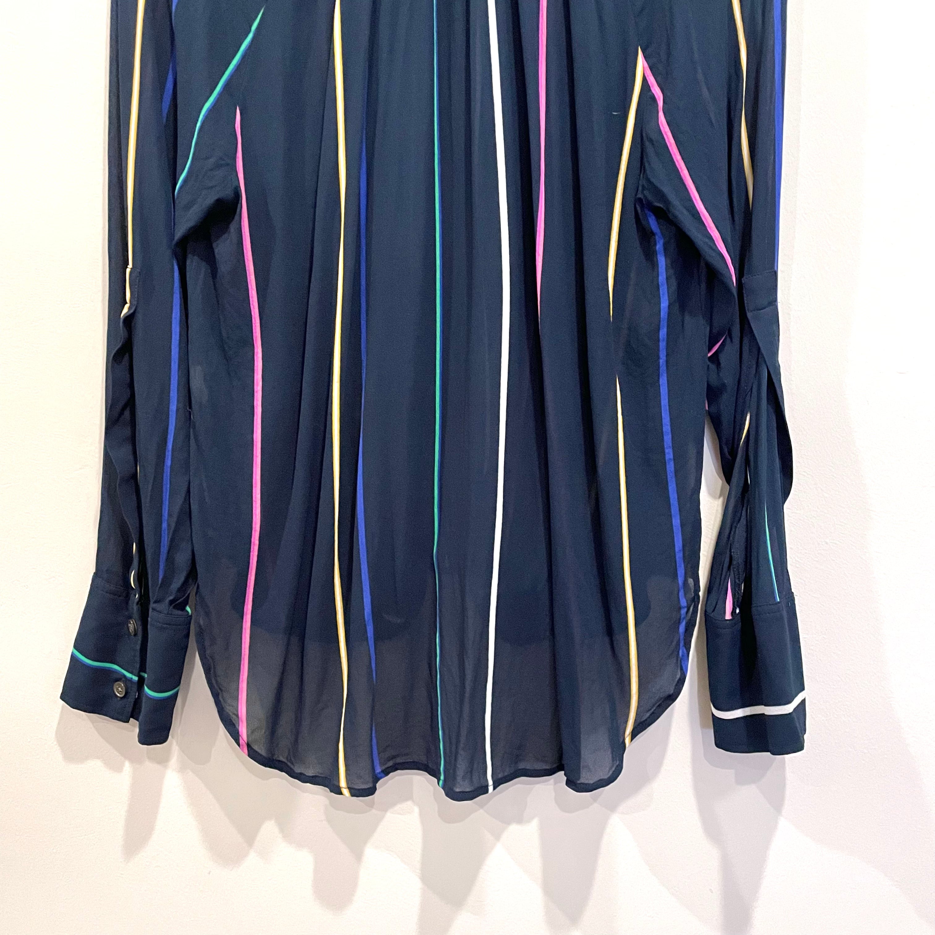 Striped Silk Long Sleeve Top