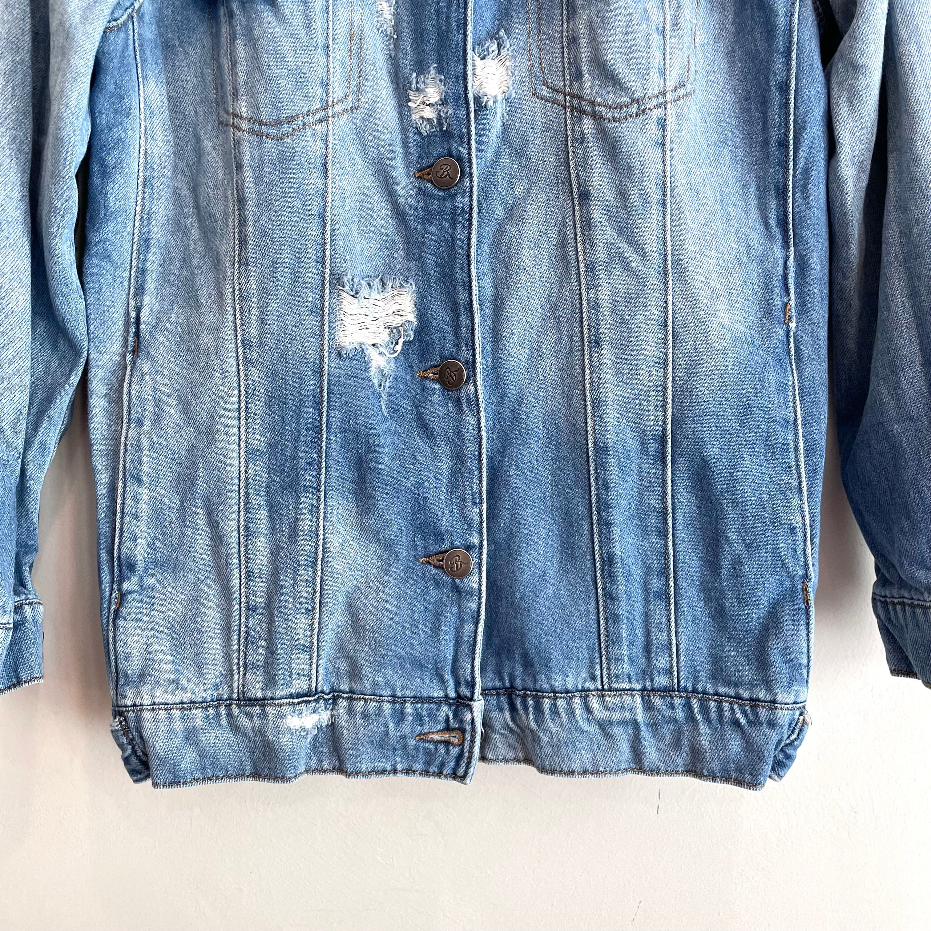 Distressed Denim Jean Trucker Jacket