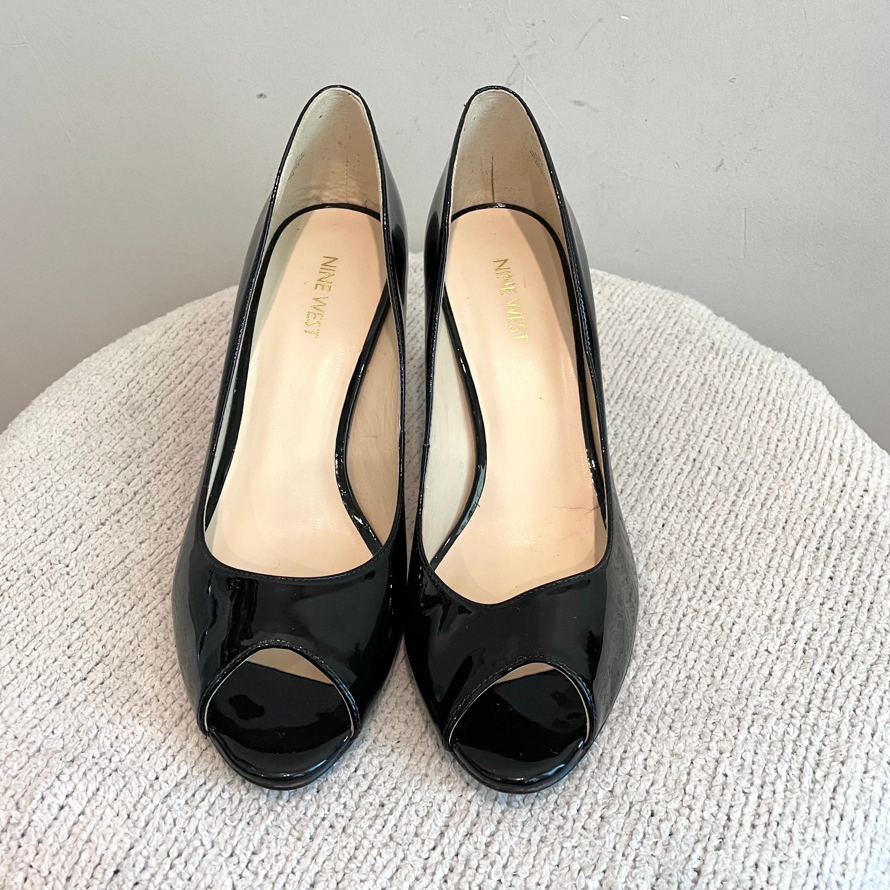 Peep Toe Patent Leather Heel