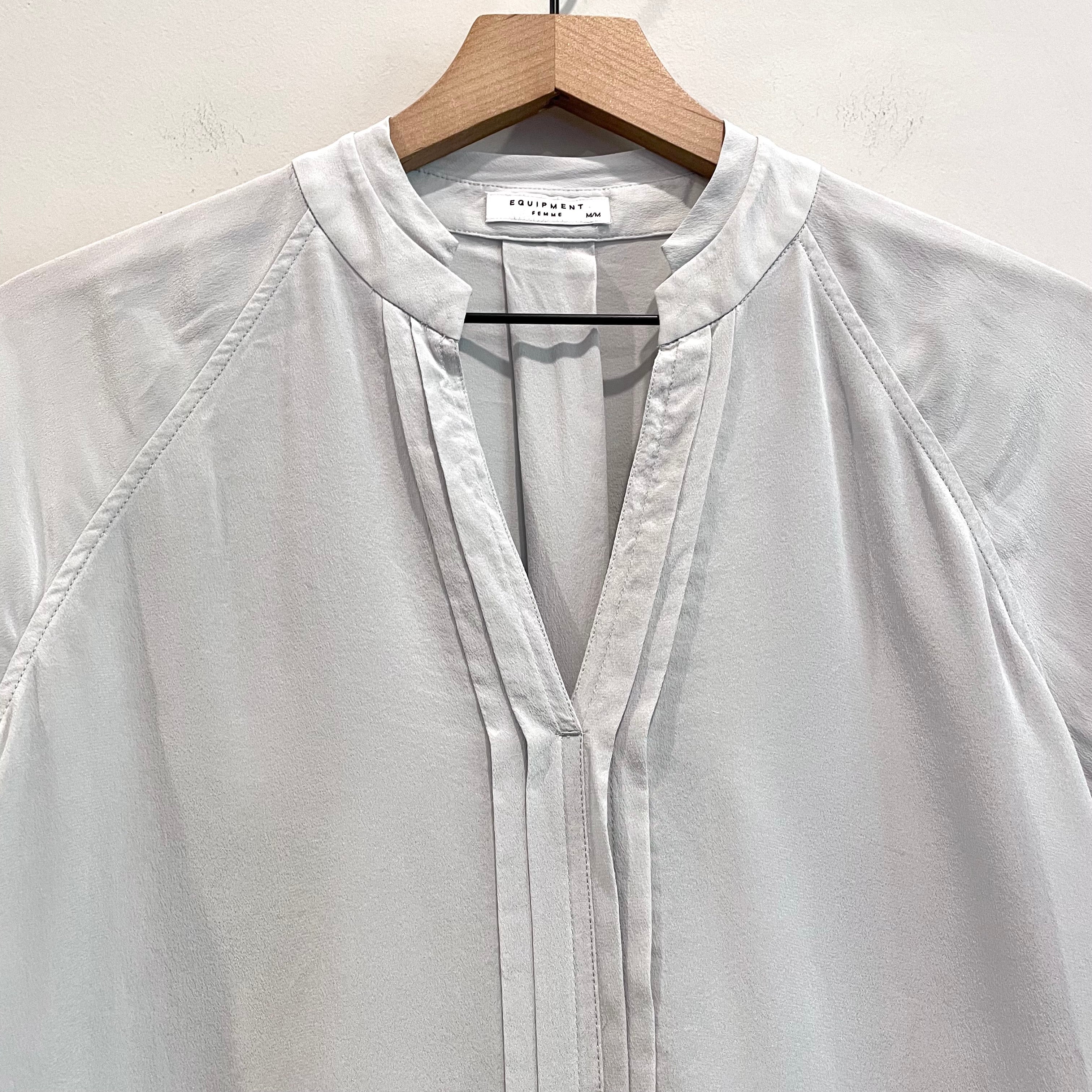 Silk Pleated V-Neck Top