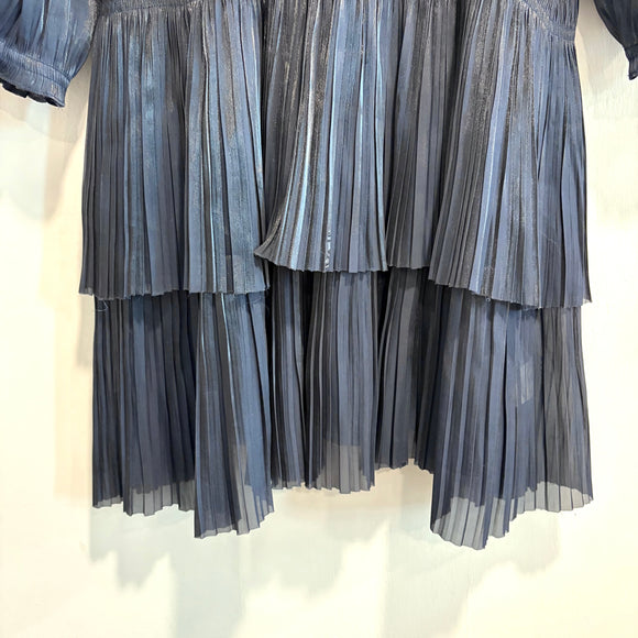 Pleated V-Neck Dress