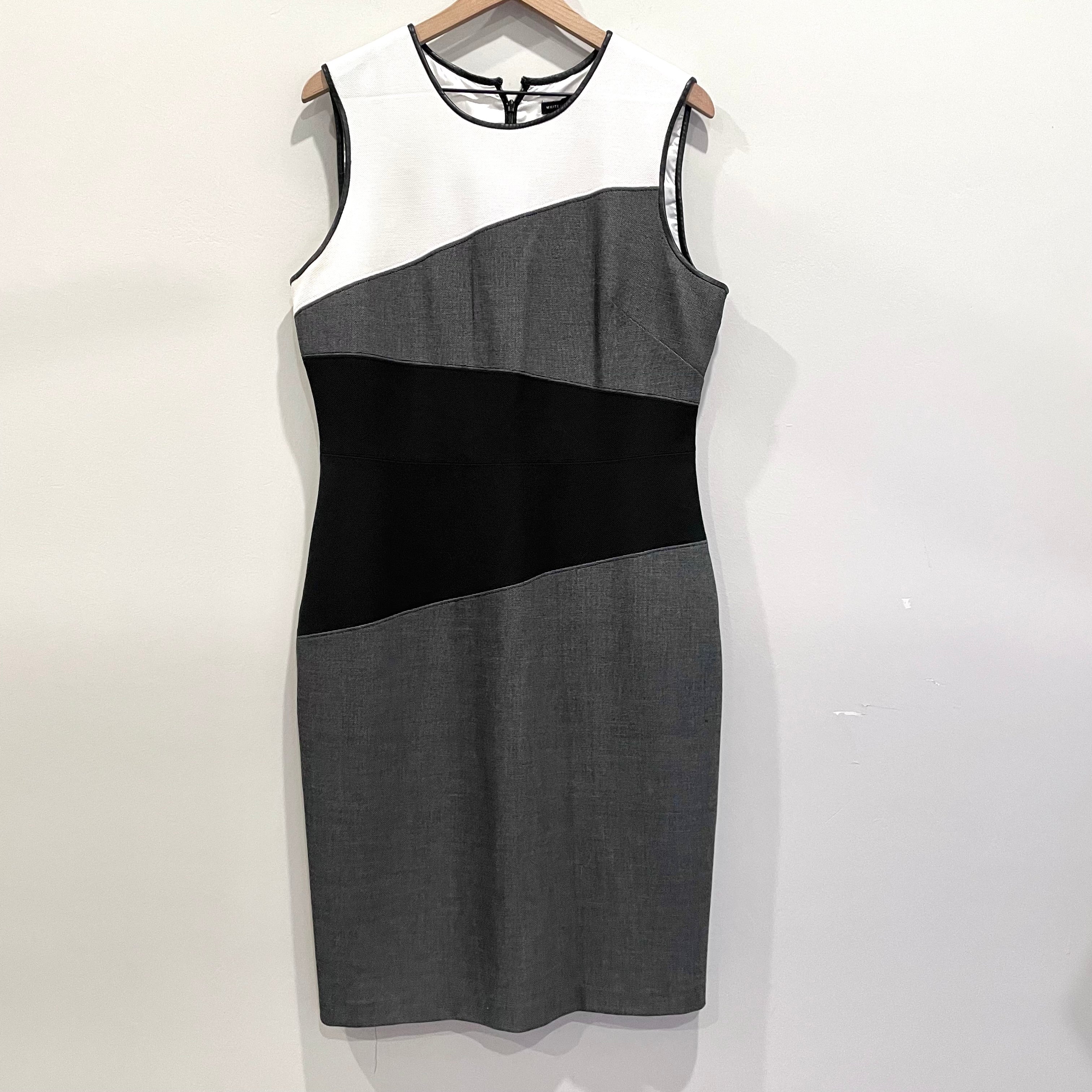 Colorblock Faux Leather Trim Dress