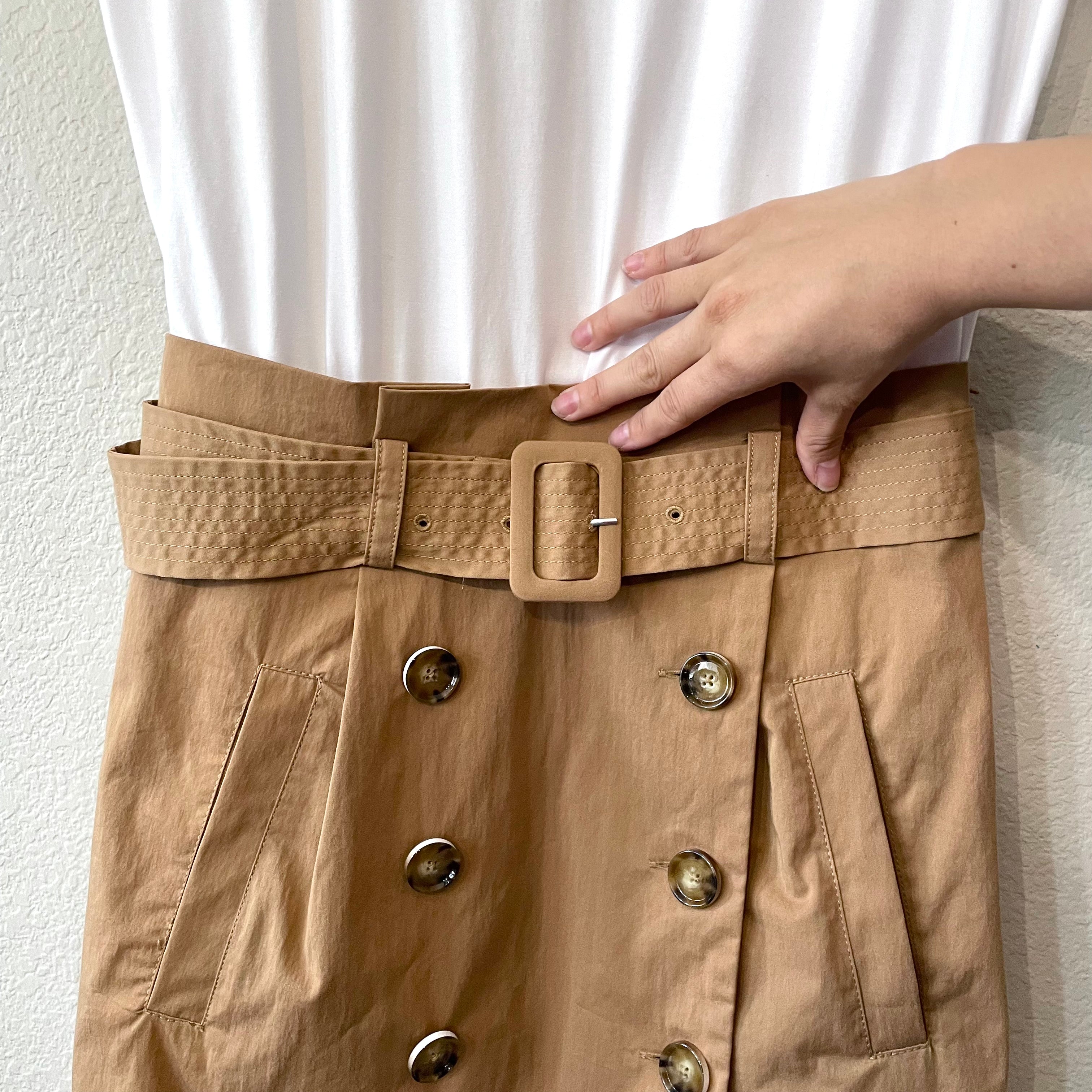 Belted Trench Skirt Dress