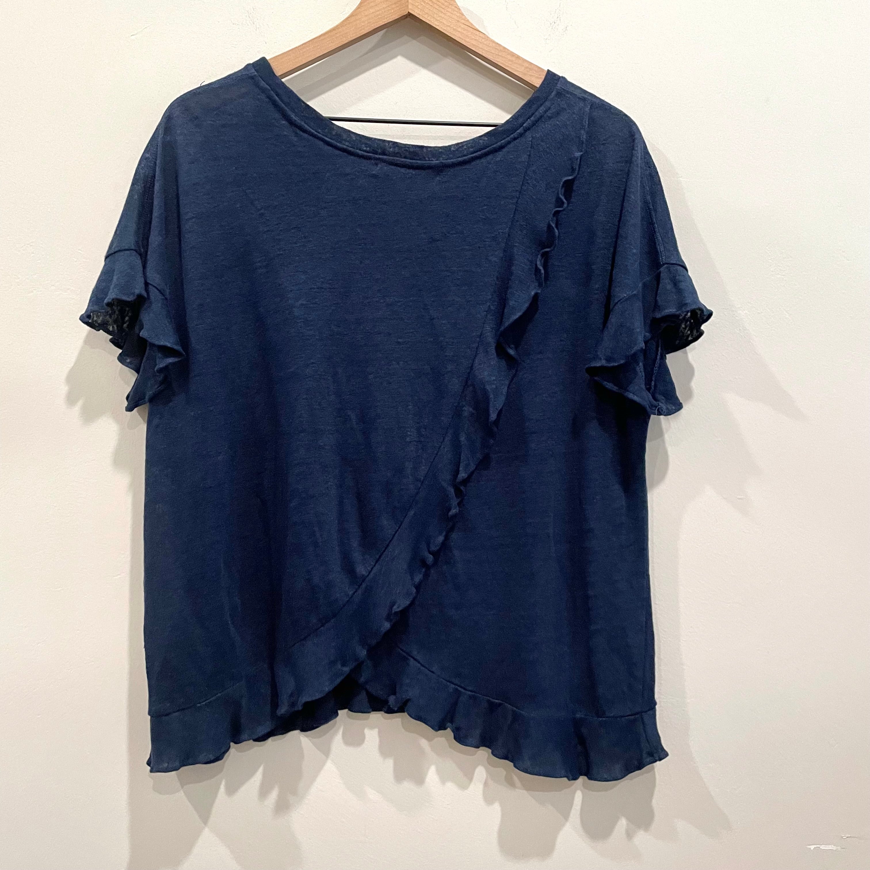 Ruffle Crossover Linen Top