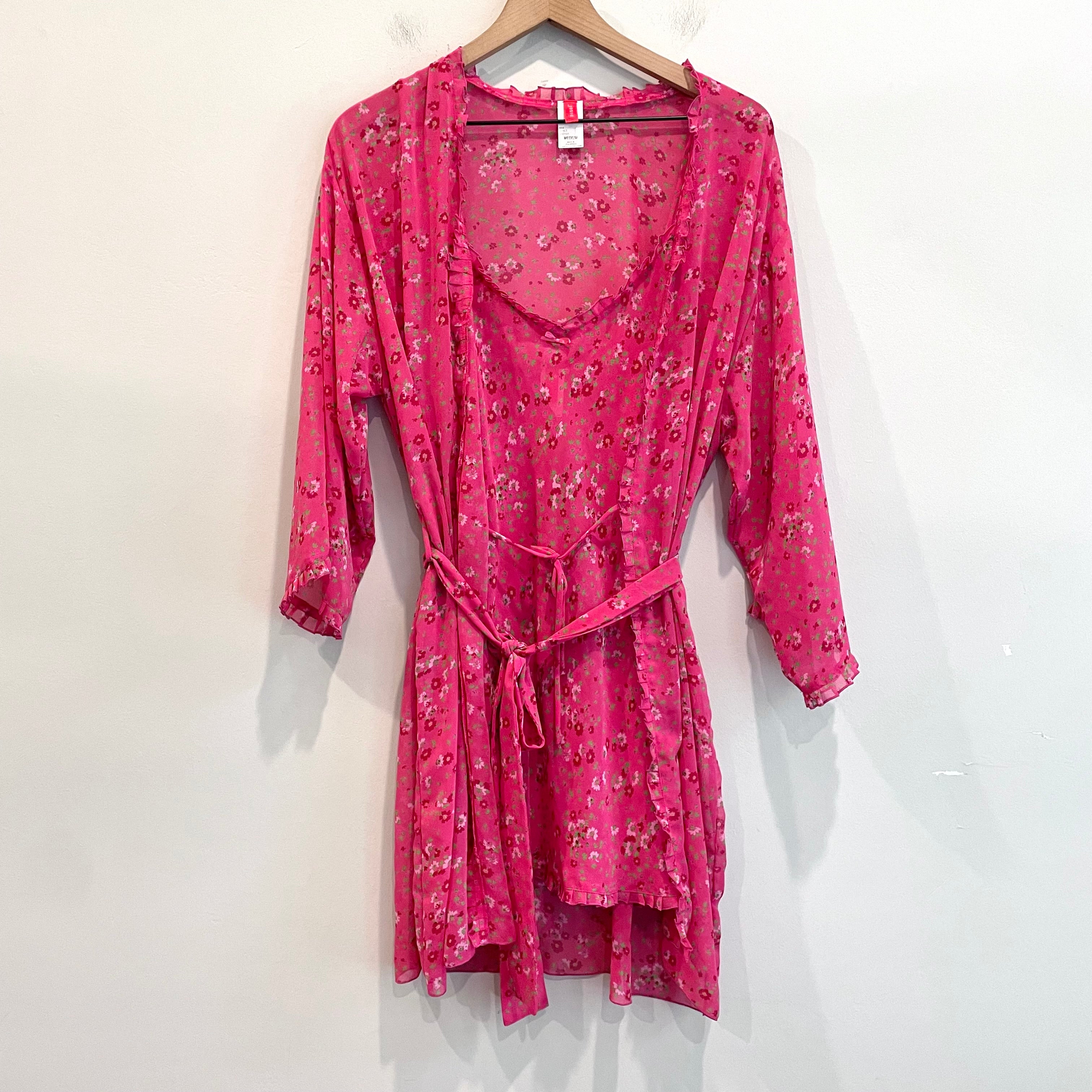 2PC Floral Sleep Dress Robe Set