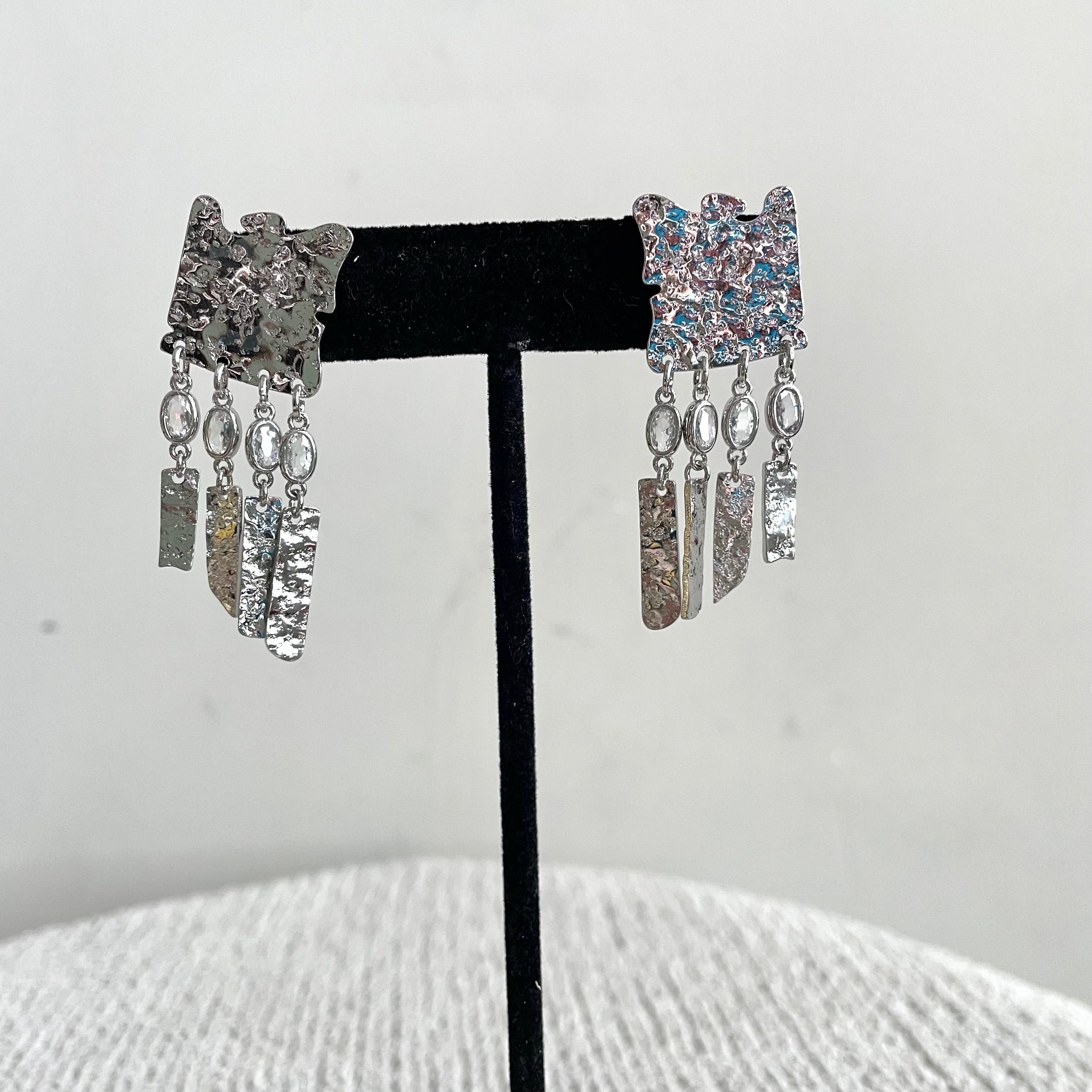 Hammered Angular Drop Earrings