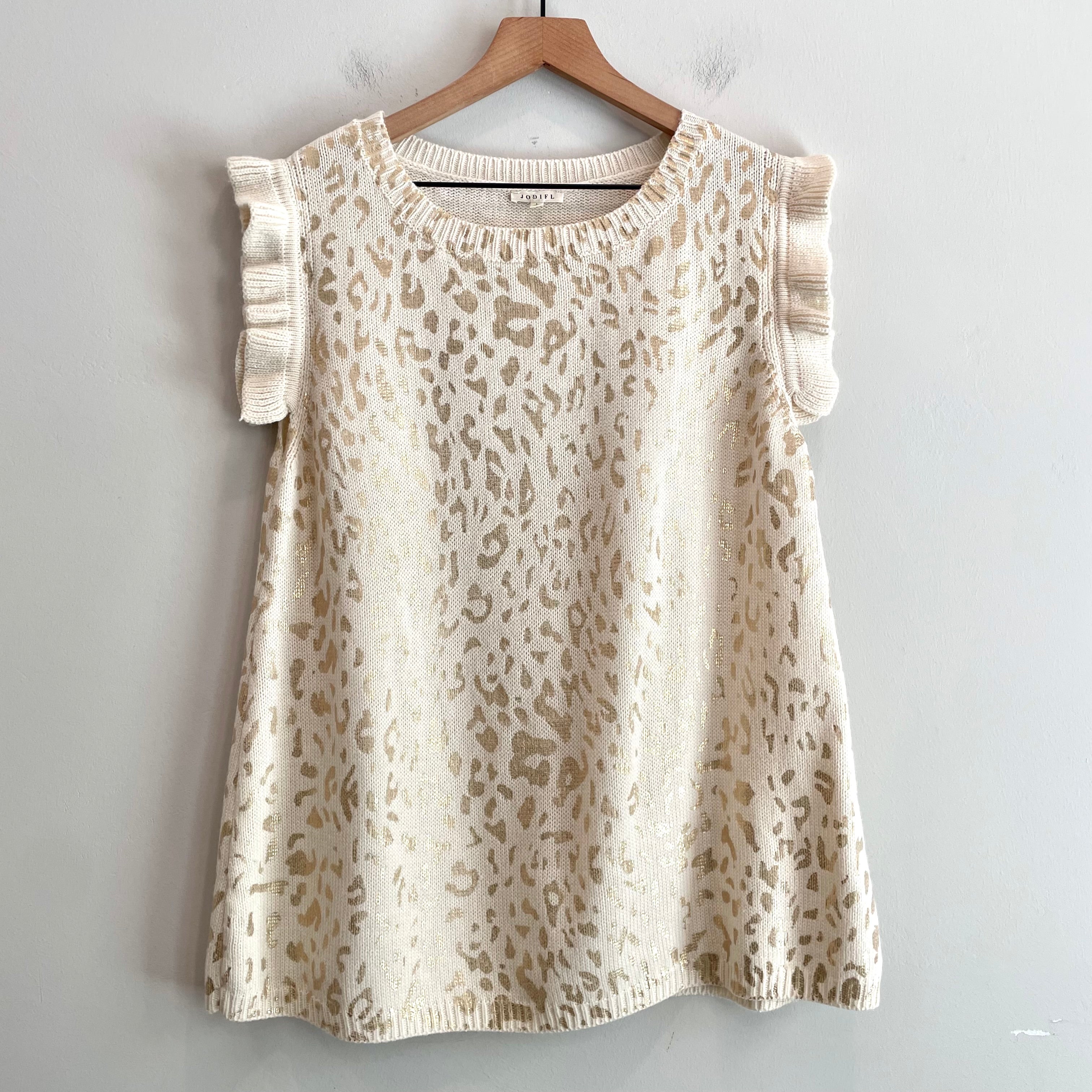 Metallic Leopard Ruffle Sweater