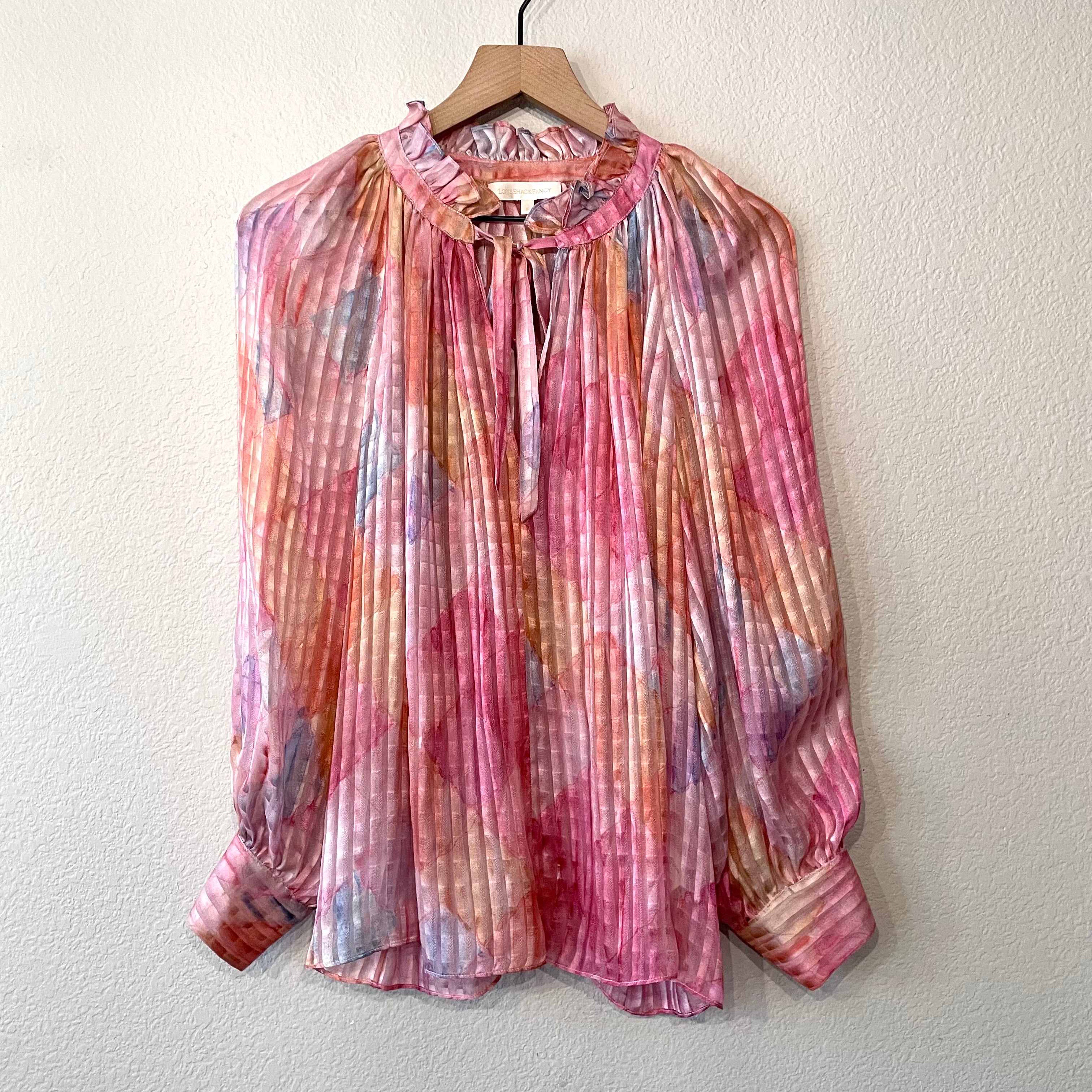 Watercolor Silk Ruffle Top