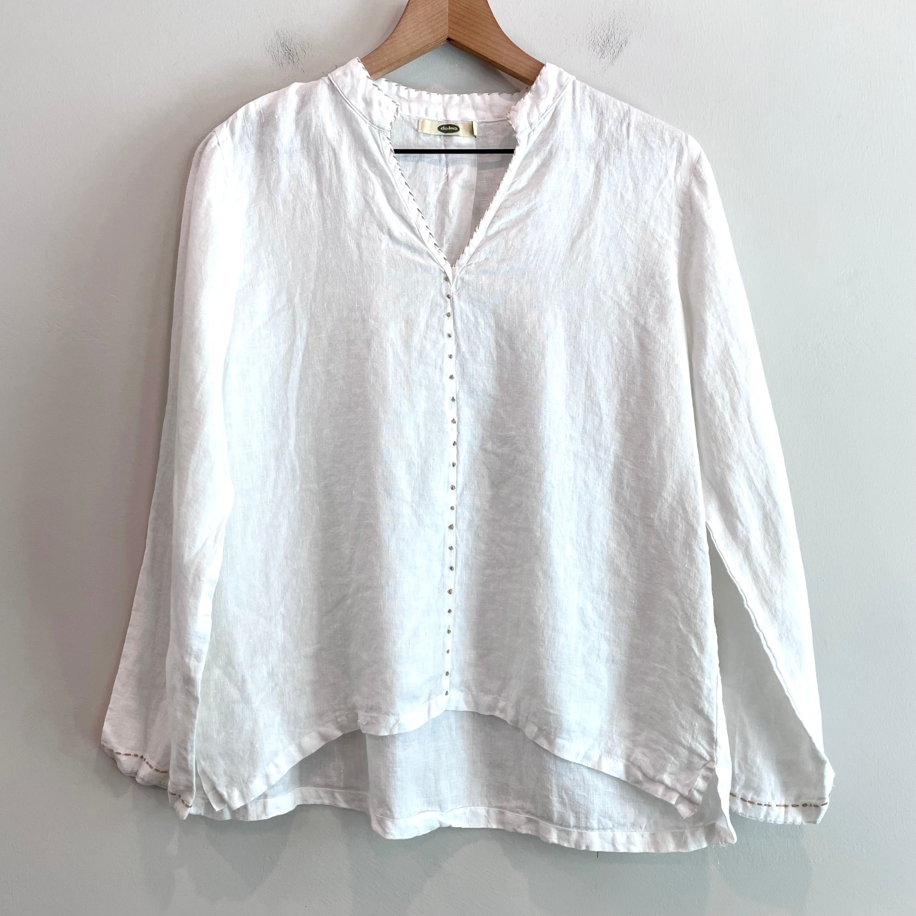 French Knot Stitched Linen Top