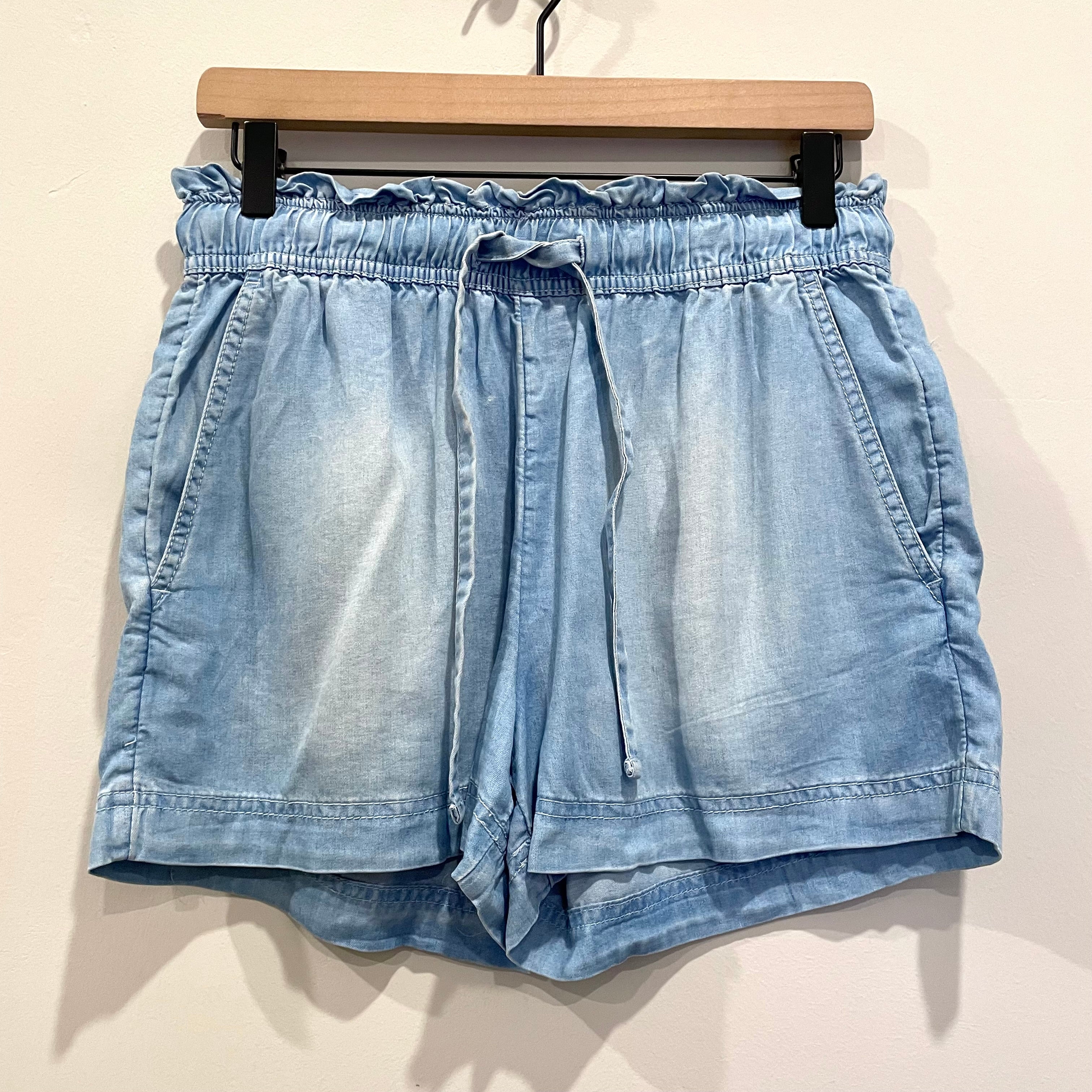 Chambray Drawstring Shorts