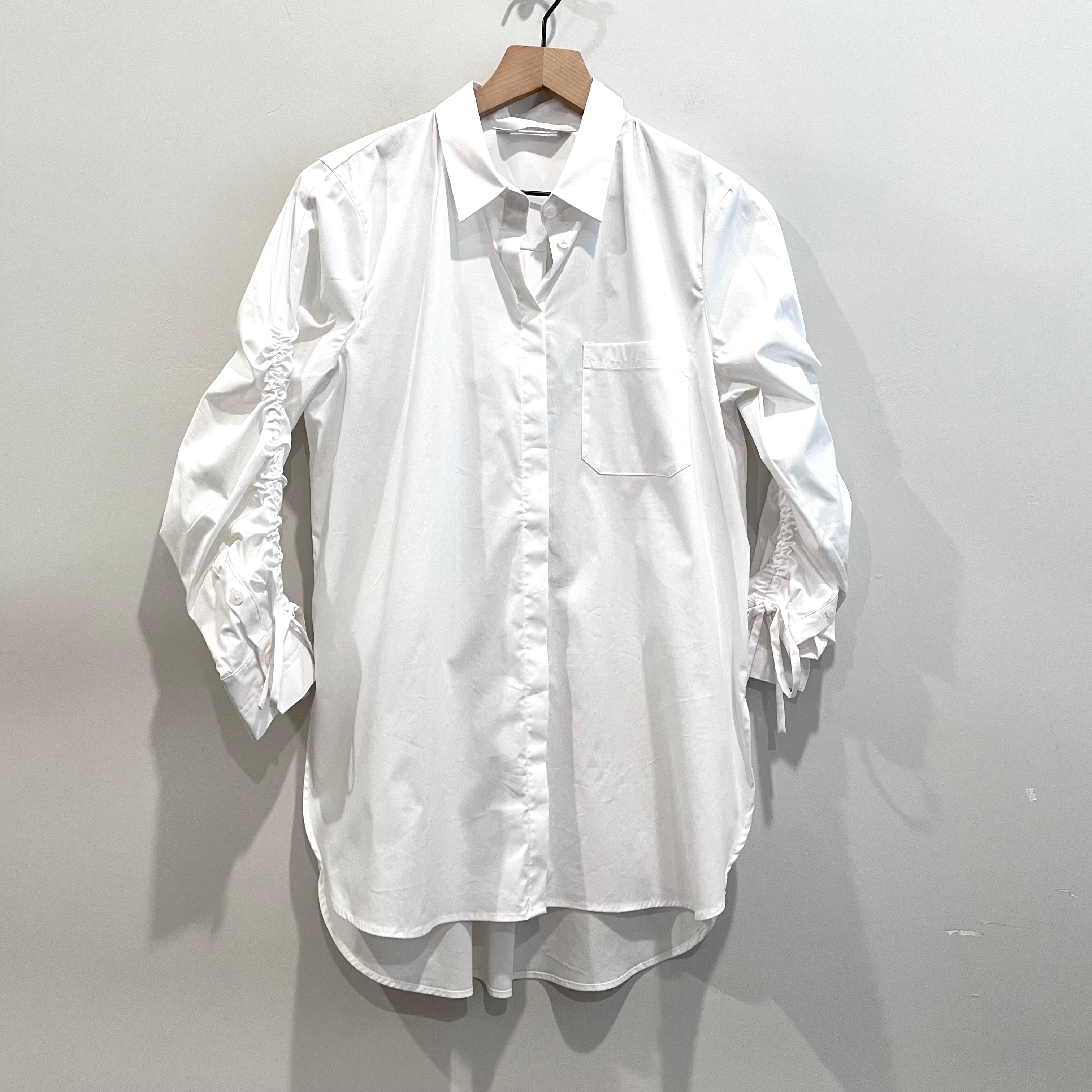 Ruched Sleeve Button Down Shirt