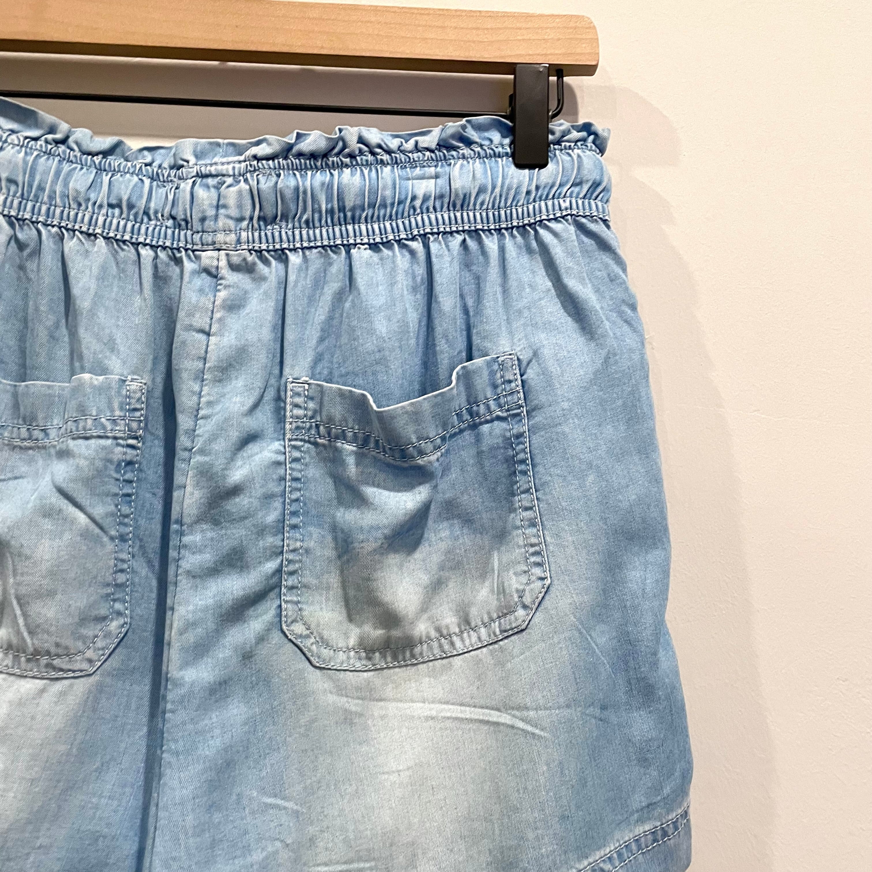 Chambray Drawstring Shorts