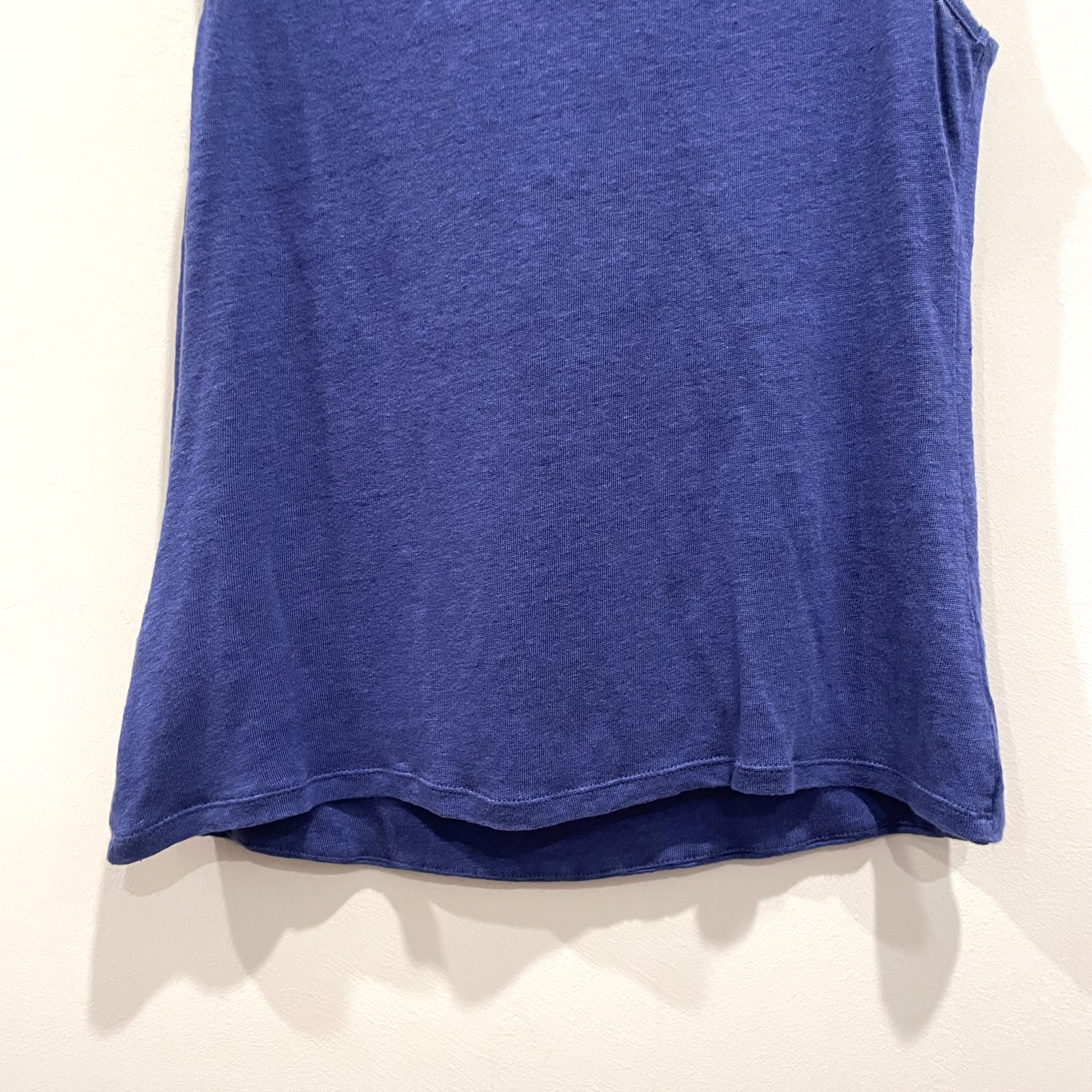 Sleeveless Draped Neck Linen Top