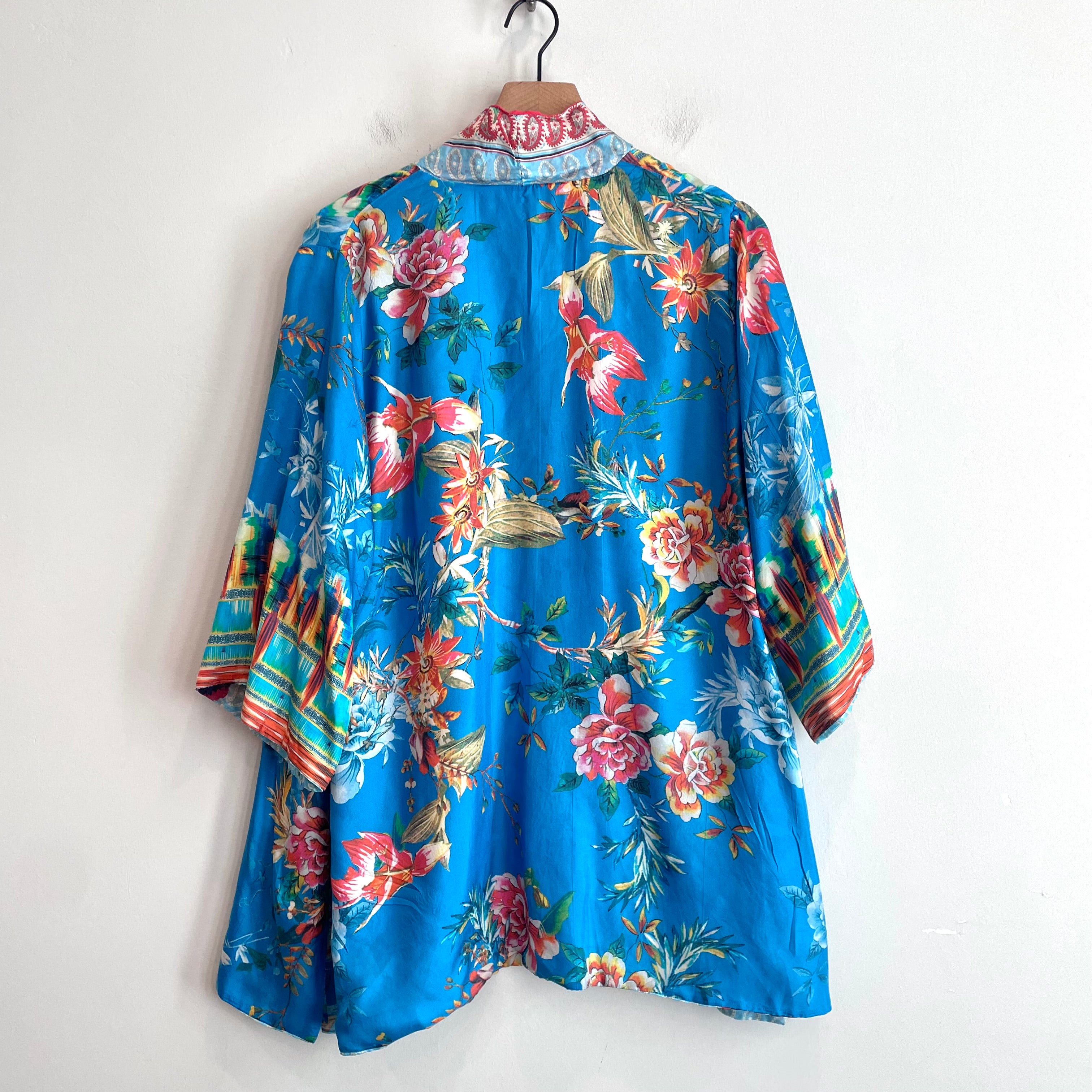 Floral Silk Reversible Kimono Cardigan