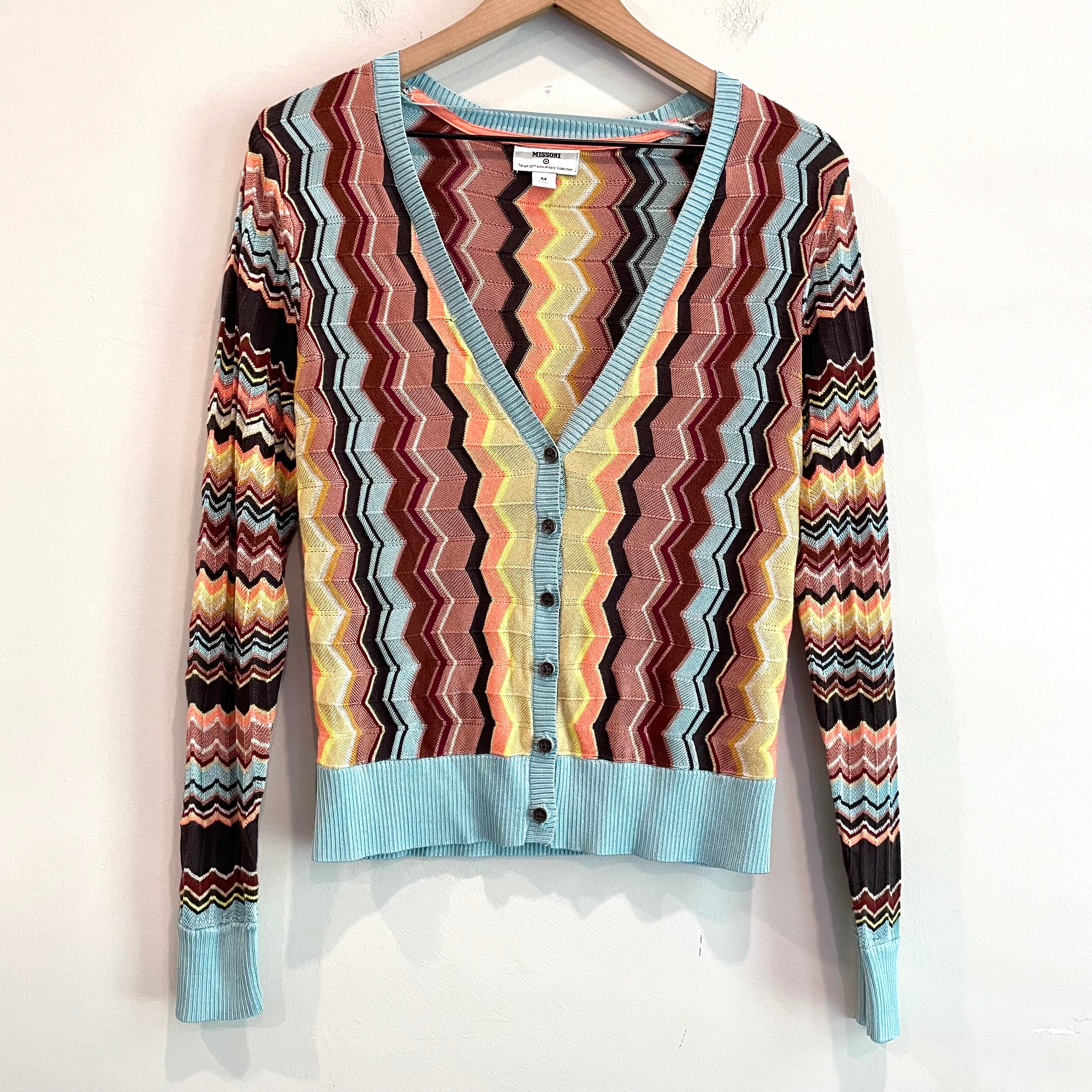 Chevron Striped Knit Cardigan