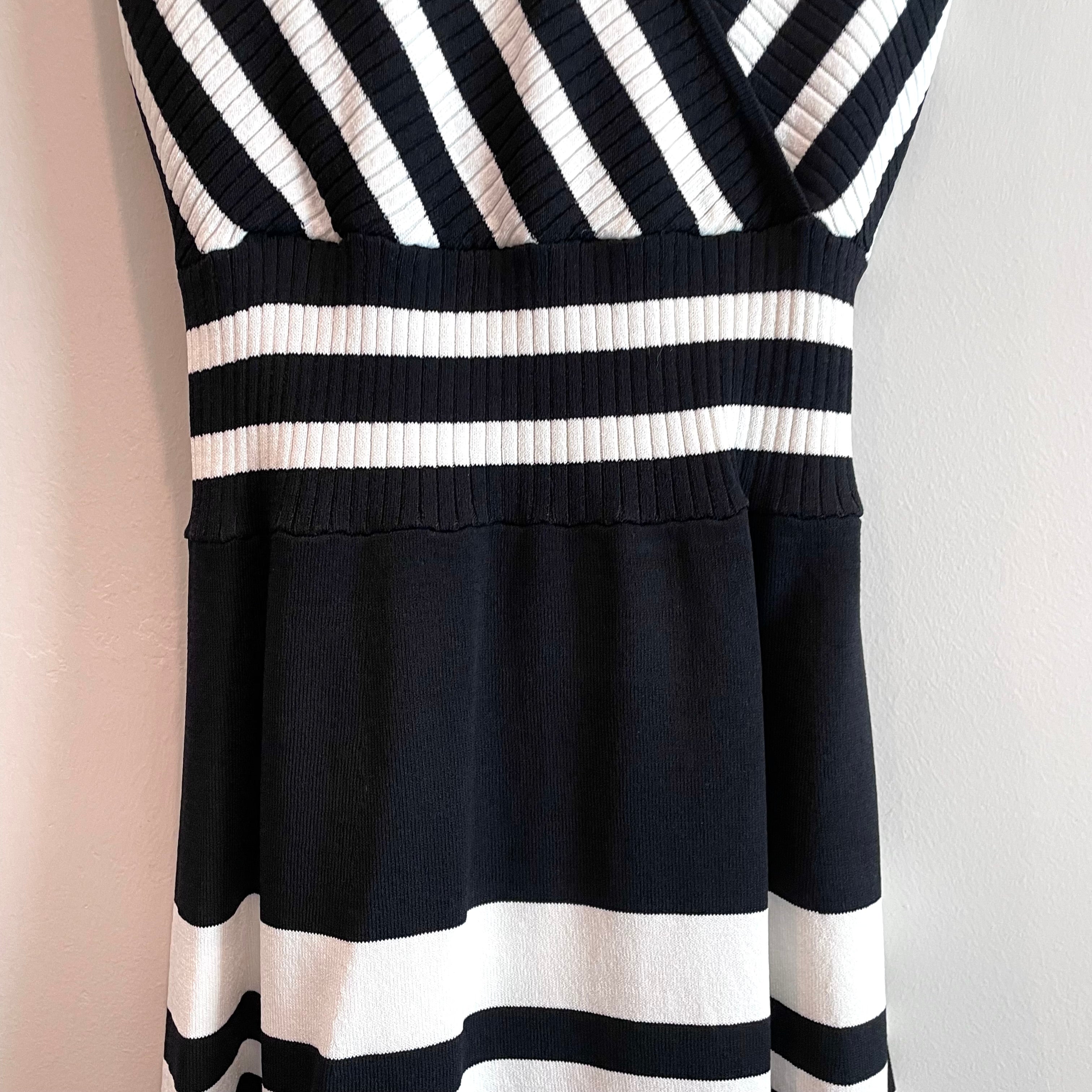 Striped V-Neck Stretch Dress