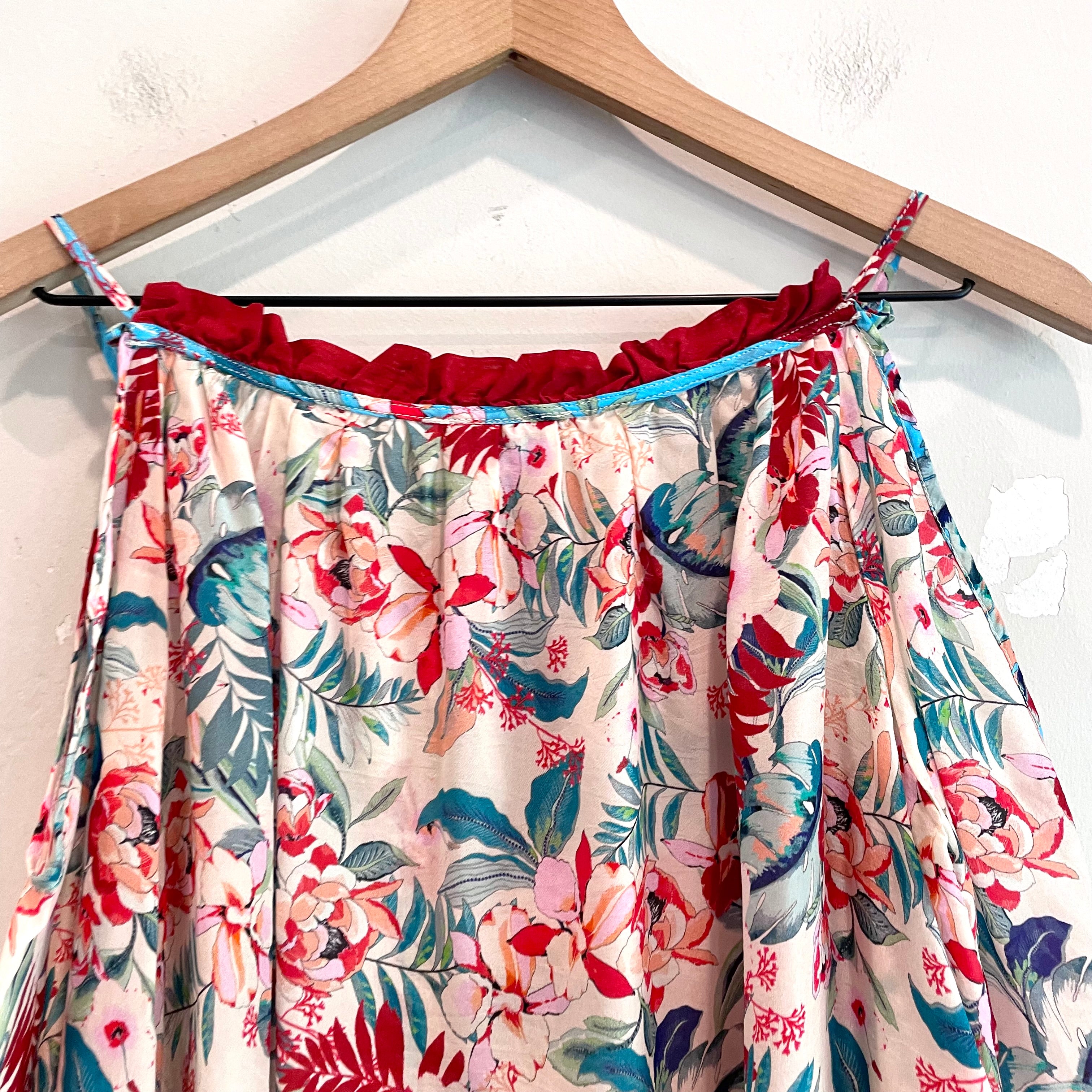 Cold Shoulder Floral Silk Top