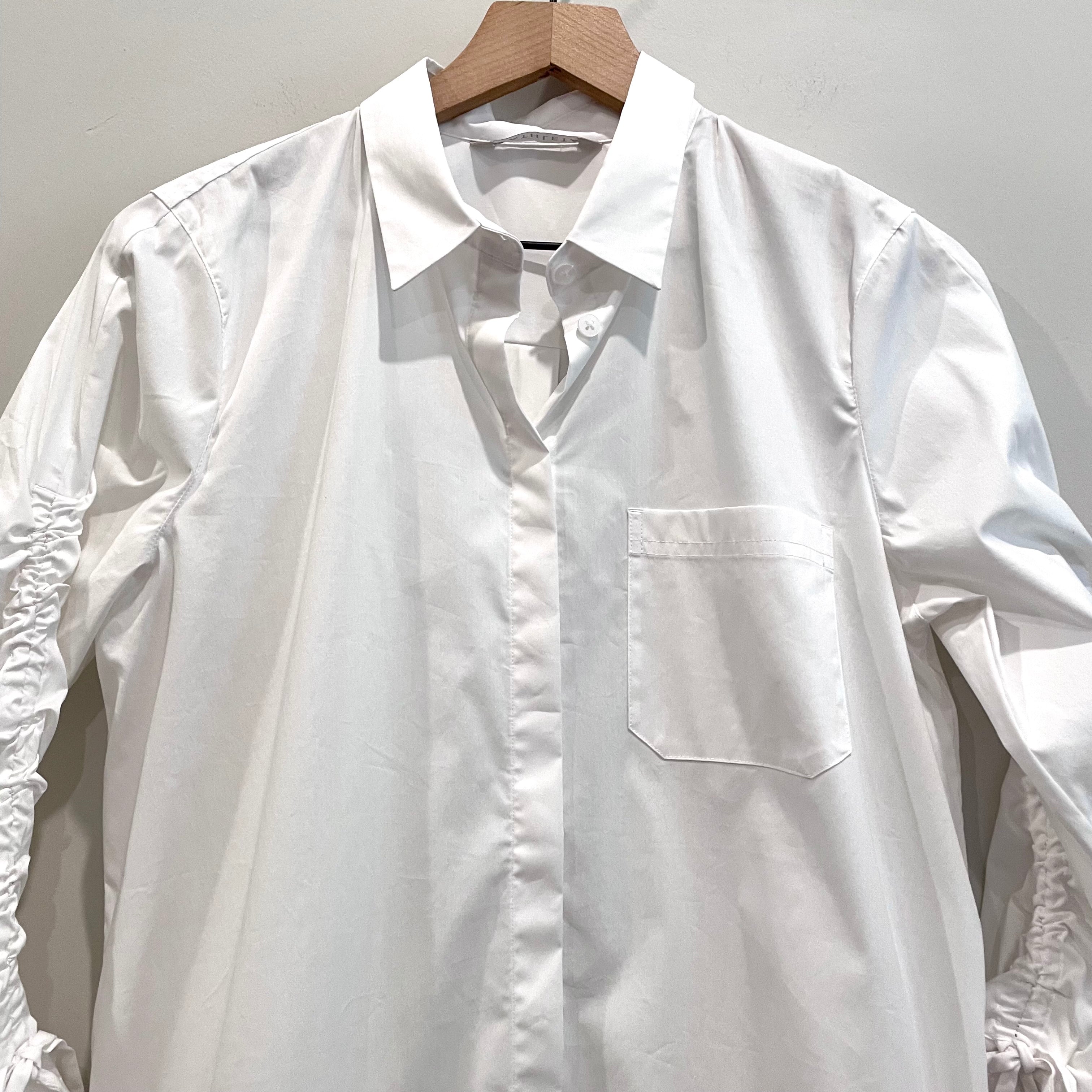 Ruched Sleeve Button Down Shirt