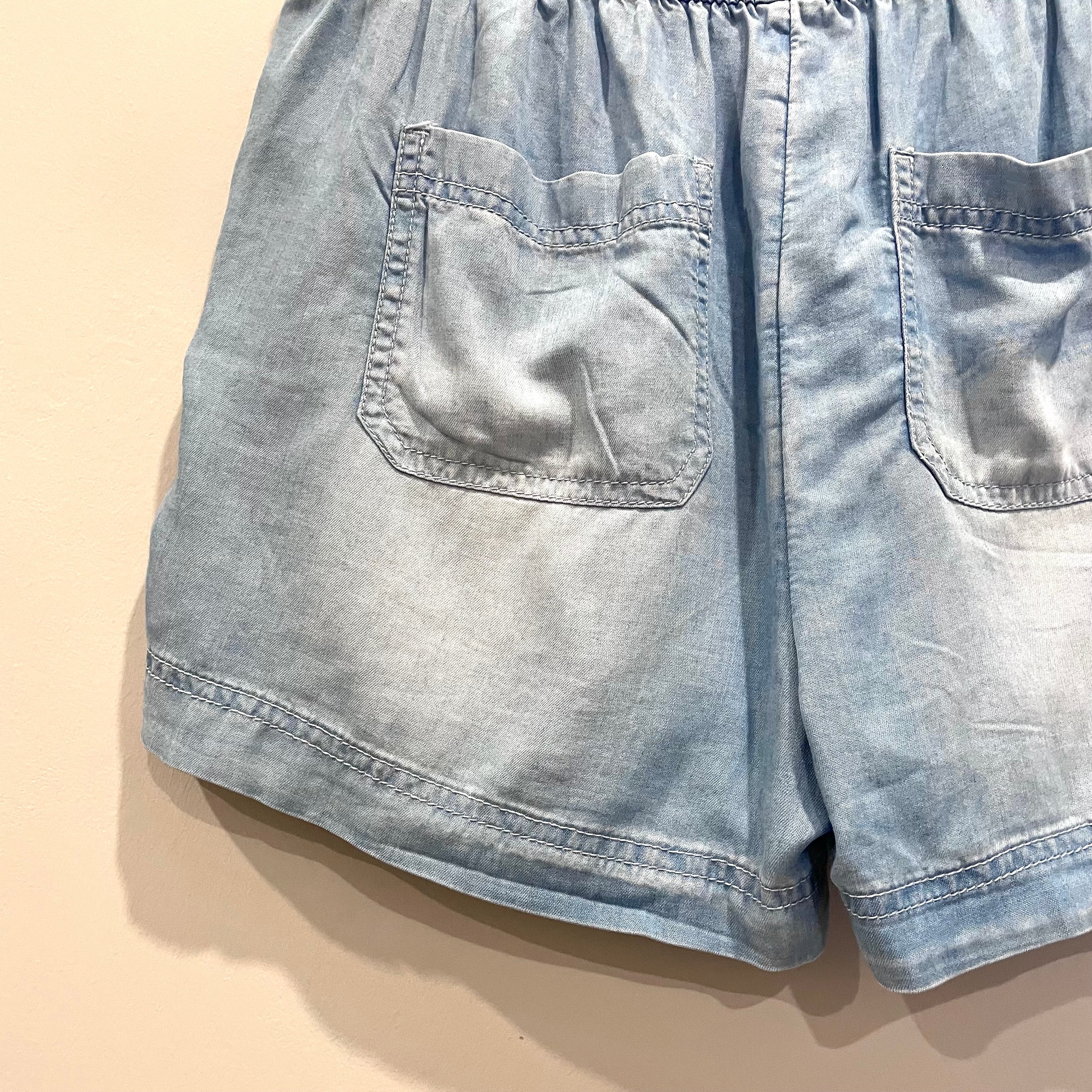 Chambray Drawstring Shorts