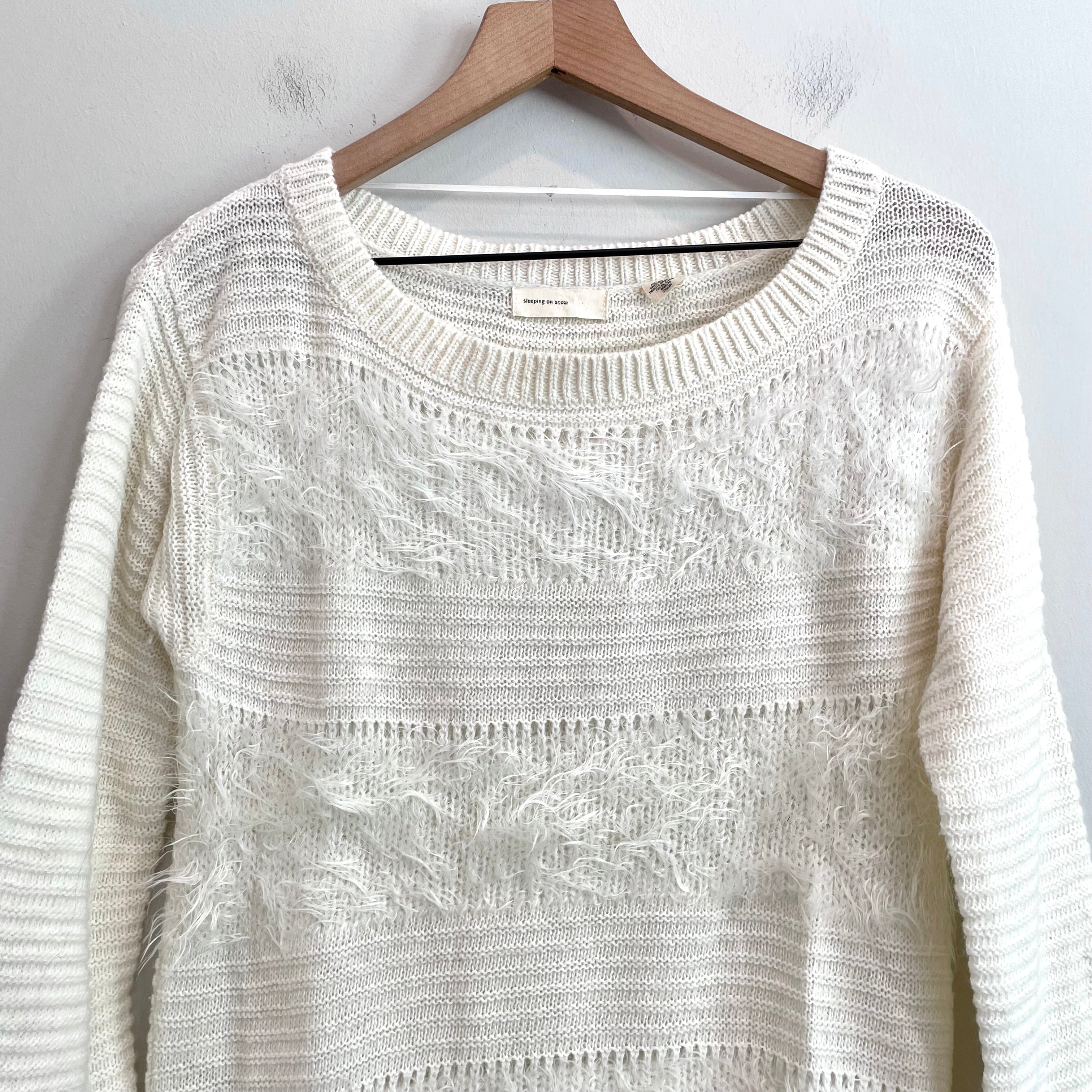 Fuzzy Ruffle Hem Knit Sweater