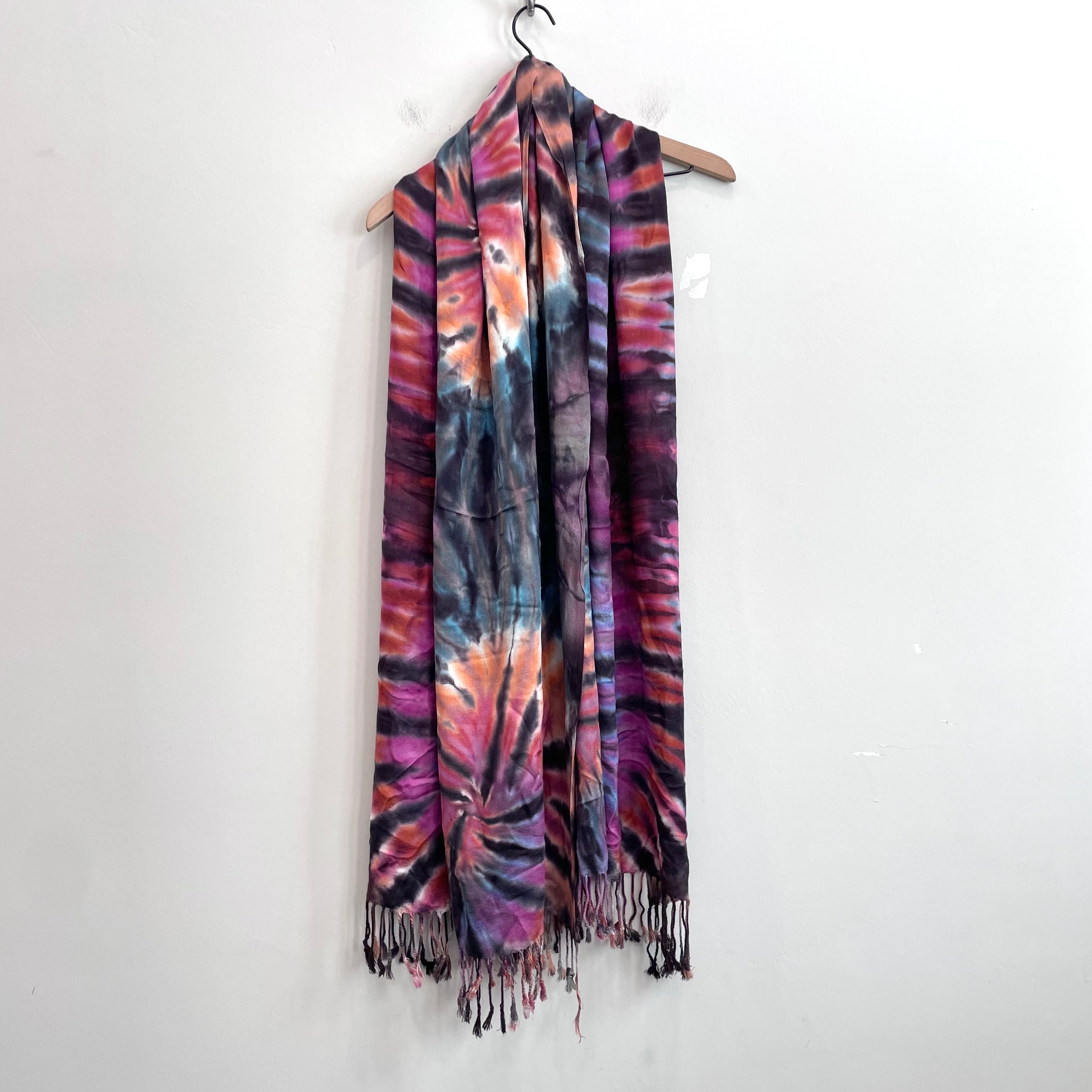 Tie Dye Fringe Hem Scarf