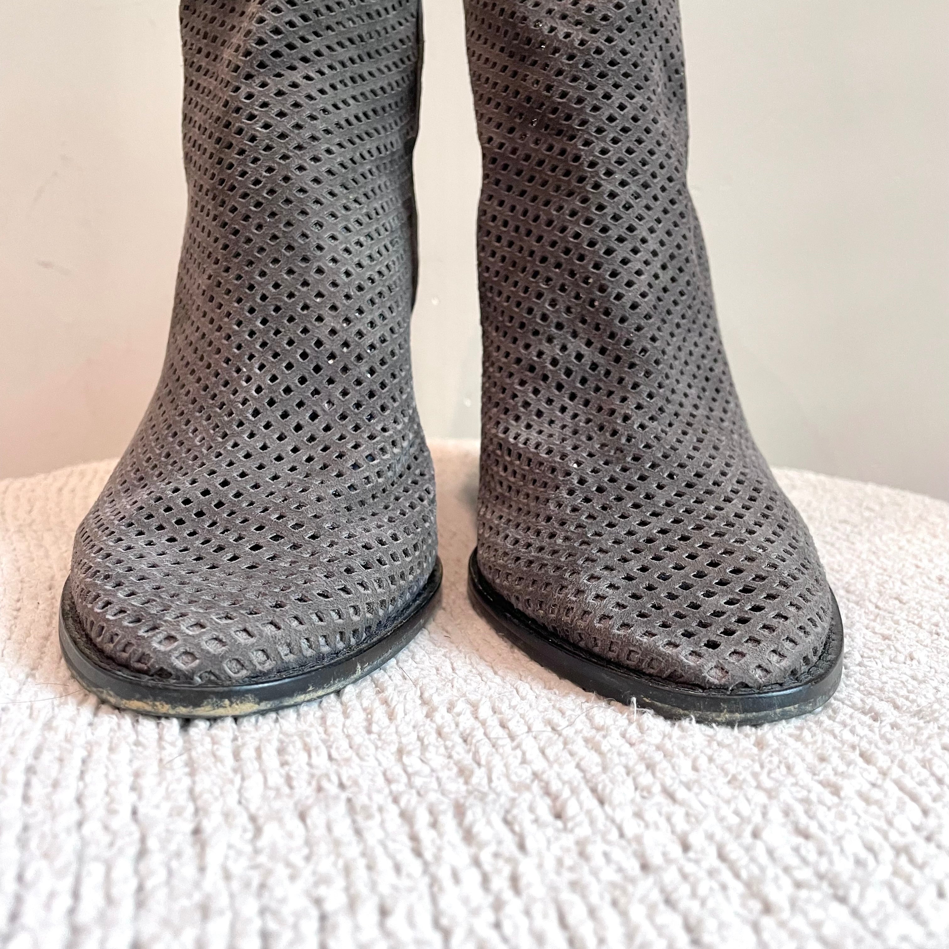 Perforated Suede Booties